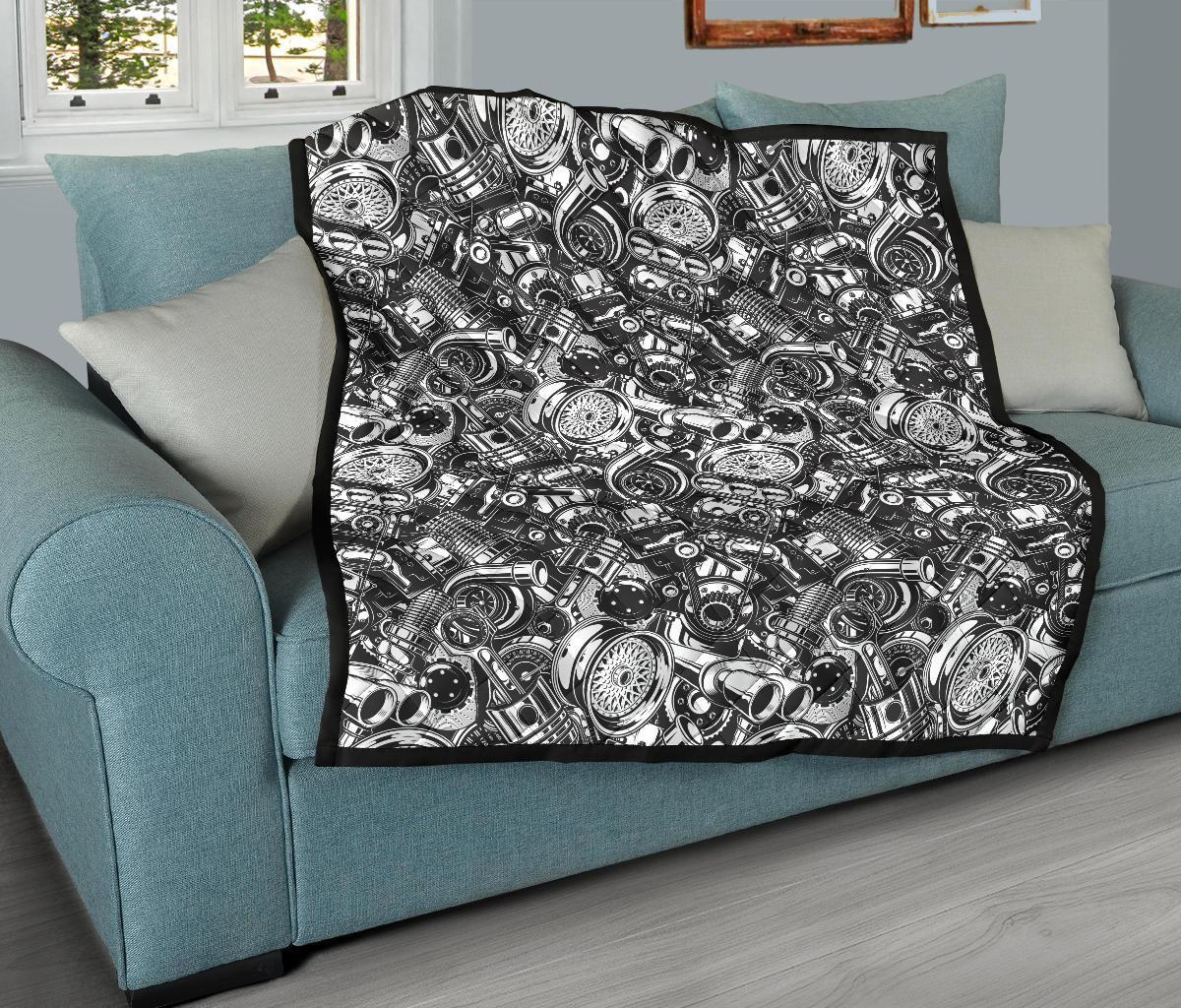 Mechanic Pattern Print Quilt-grizzshop