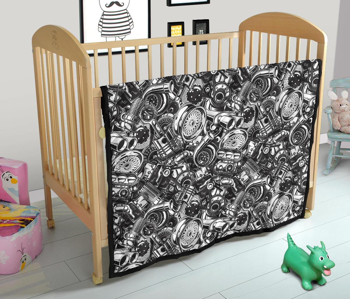 Mechanic Pattern Print Quilt-grizzshop