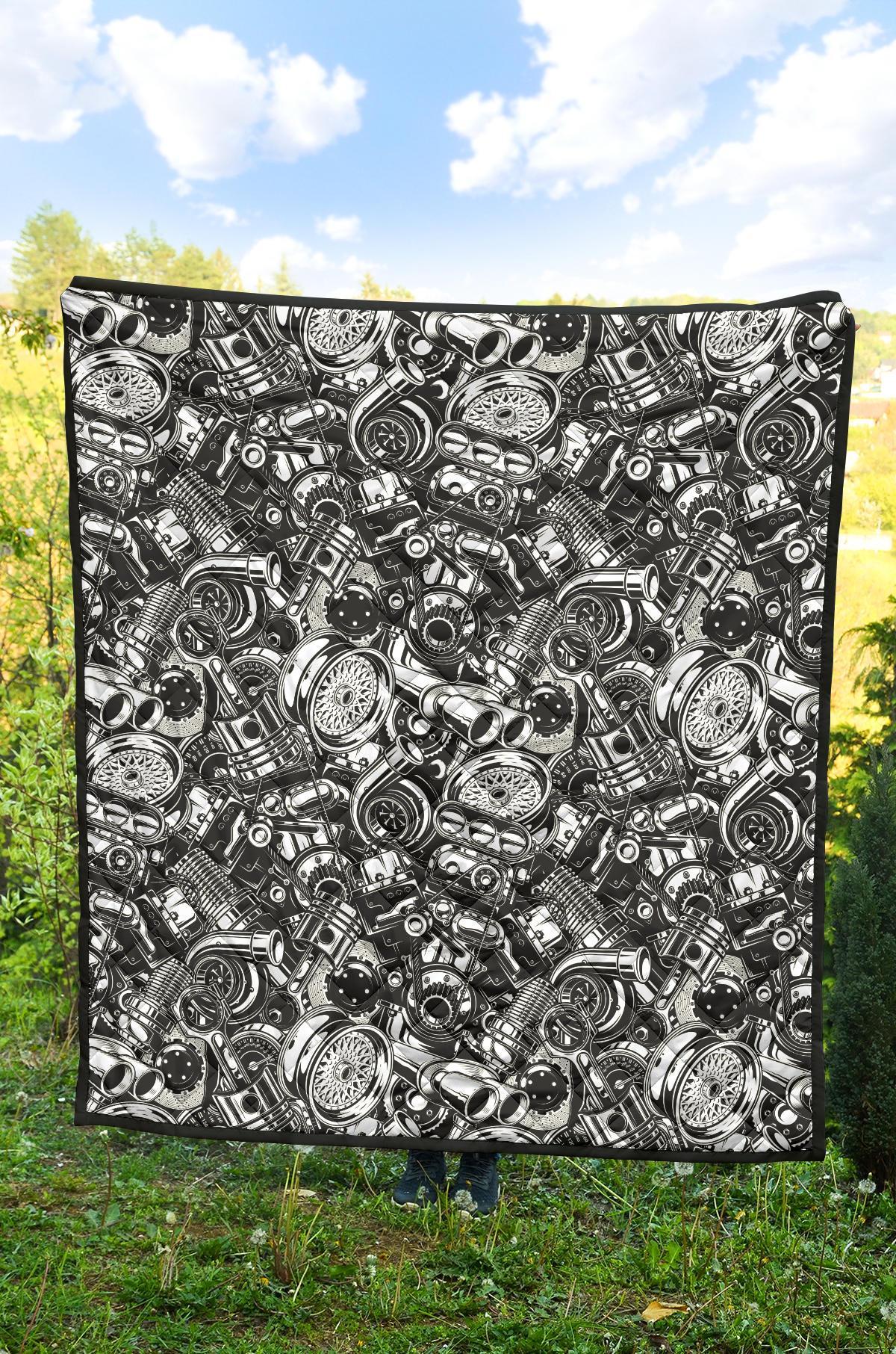 Mechanic Pattern Print Quilt-grizzshop