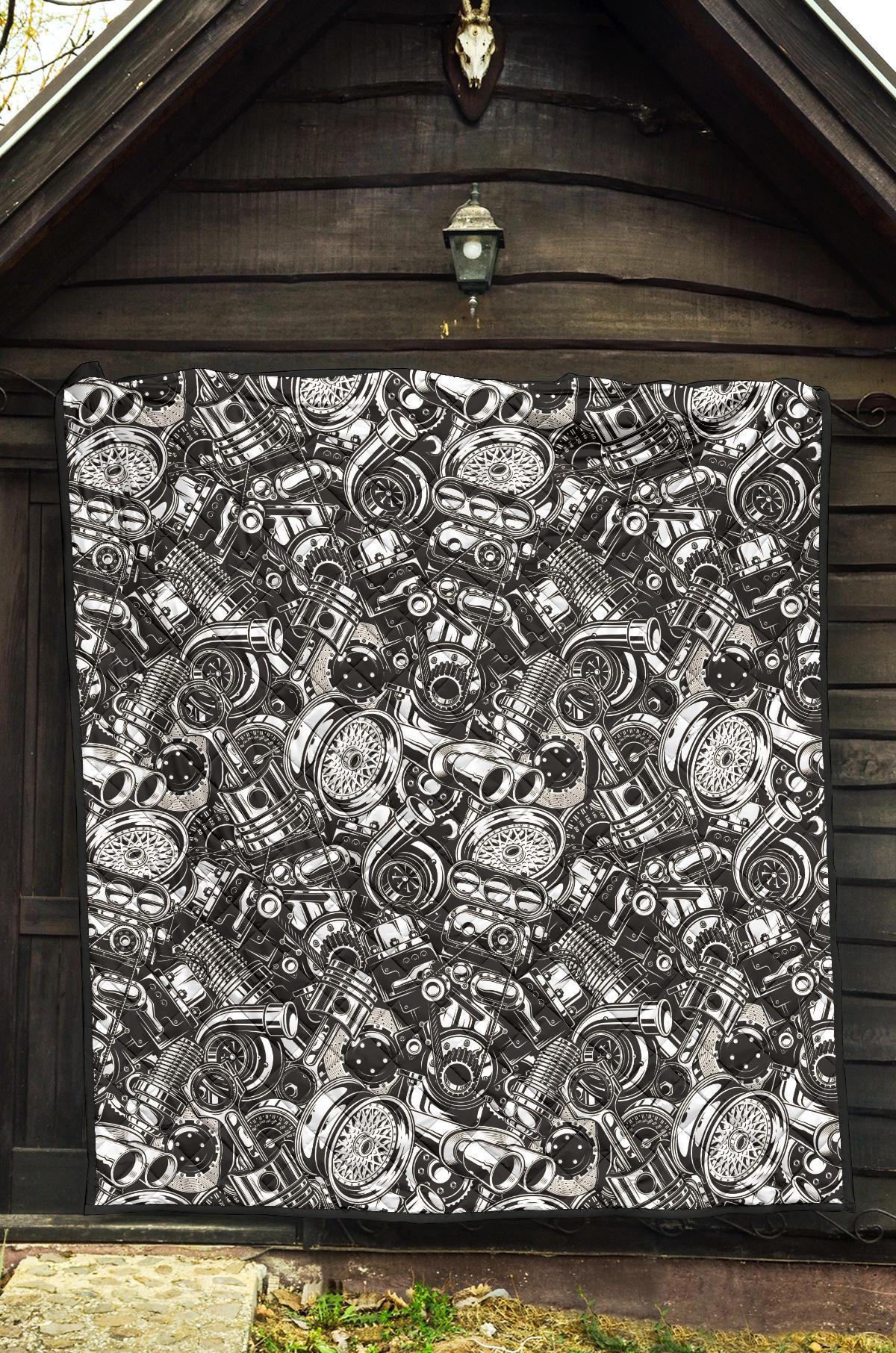Mechanic Pattern Print Quilt-grizzshop