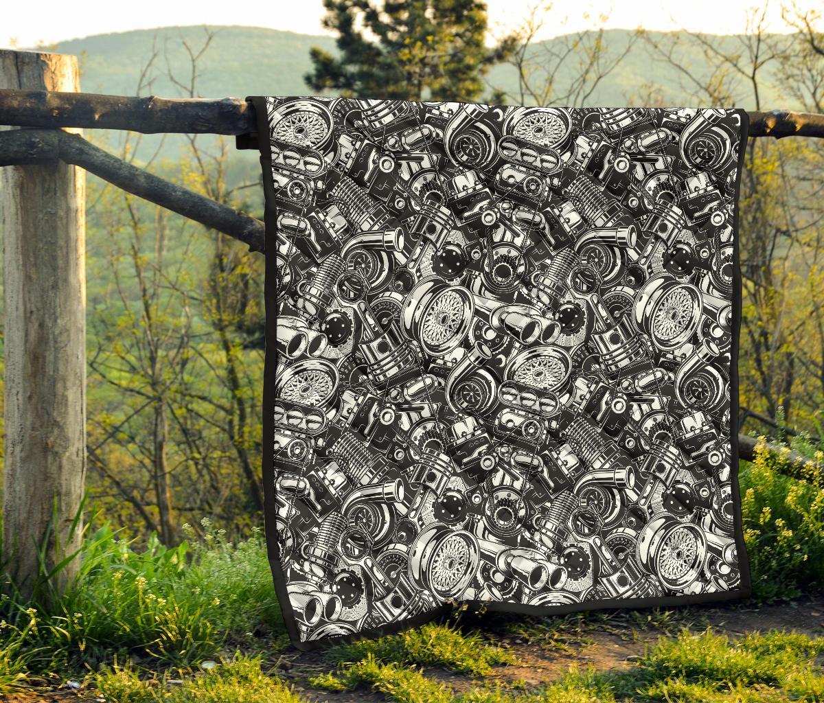 Mechanic Pattern Print Quilt-grizzshop