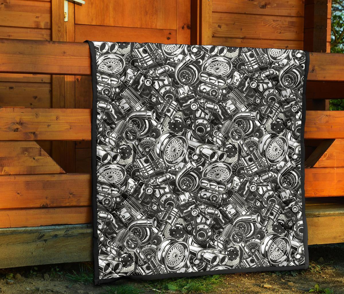 Mechanic Pattern Print Quilt-grizzshop