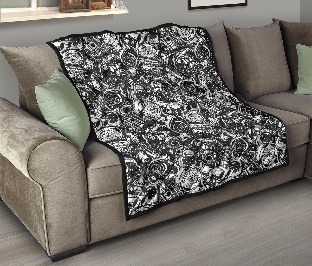 Mechanic Pattern Print Quilt-grizzshop