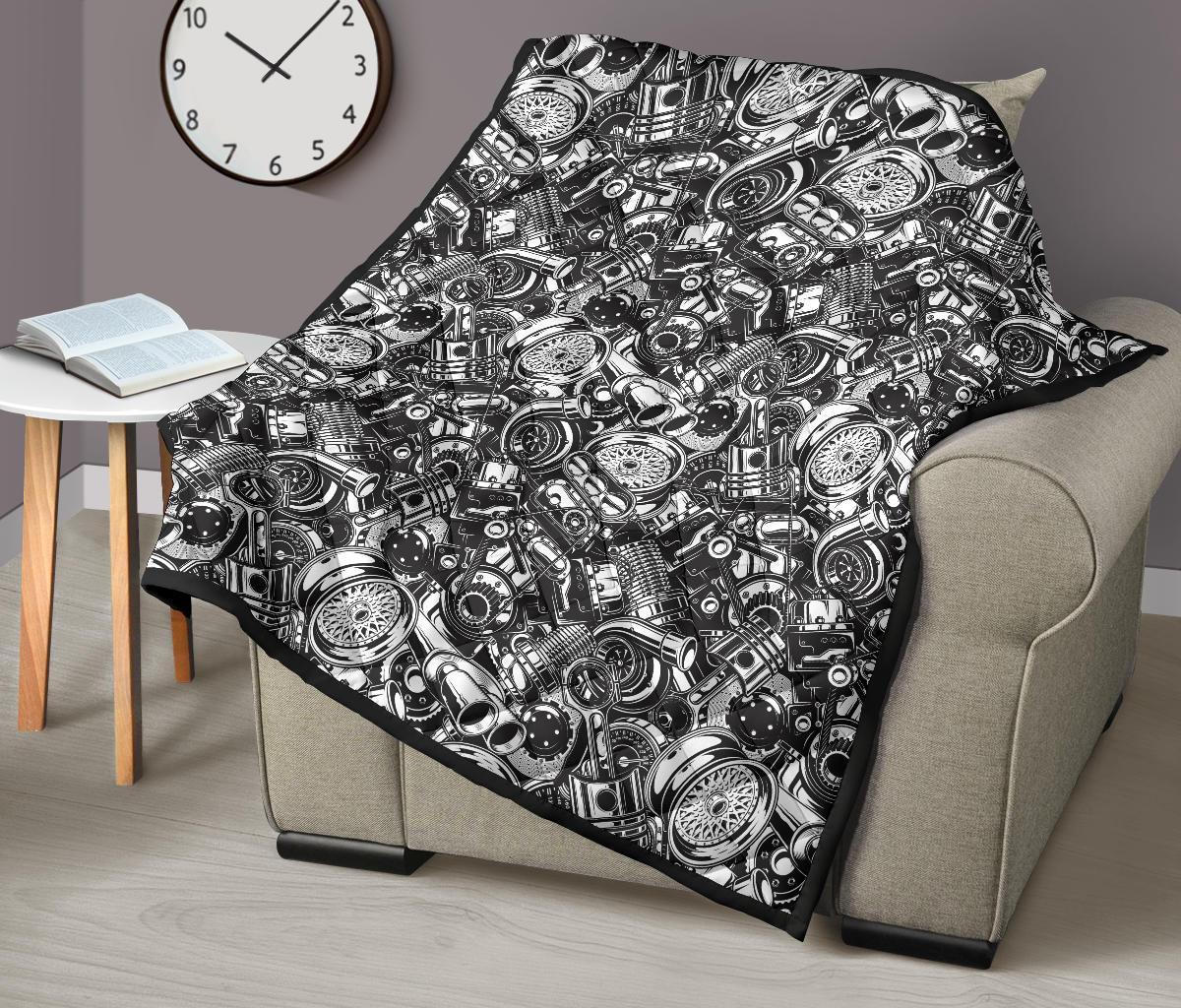 Mechanic Pattern Print Quilt-grizzshop