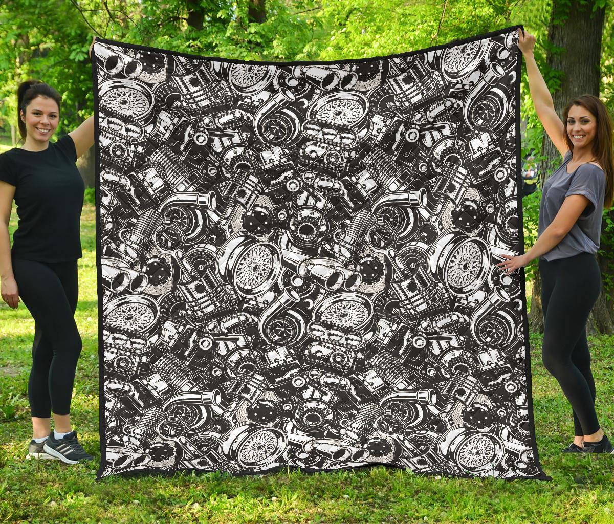 Mechanic Pattern Print Quilt-grizzshop