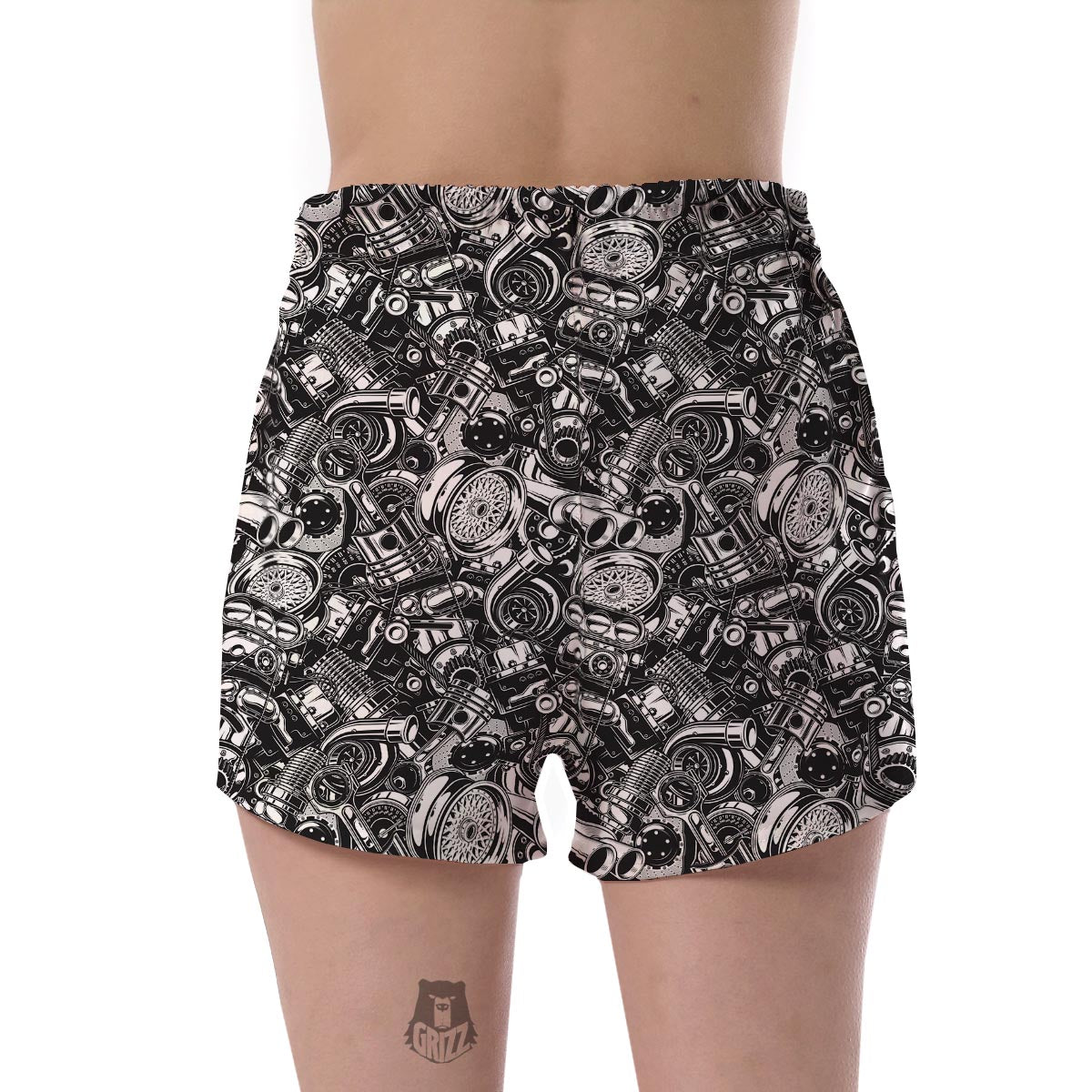 Mechanic Pattern Print Women's Shorts-grizzshop