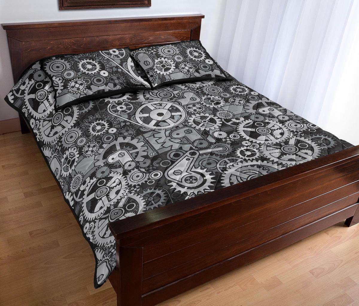 Mechanic Print Pattern Bed Set Quilt-grizzshop