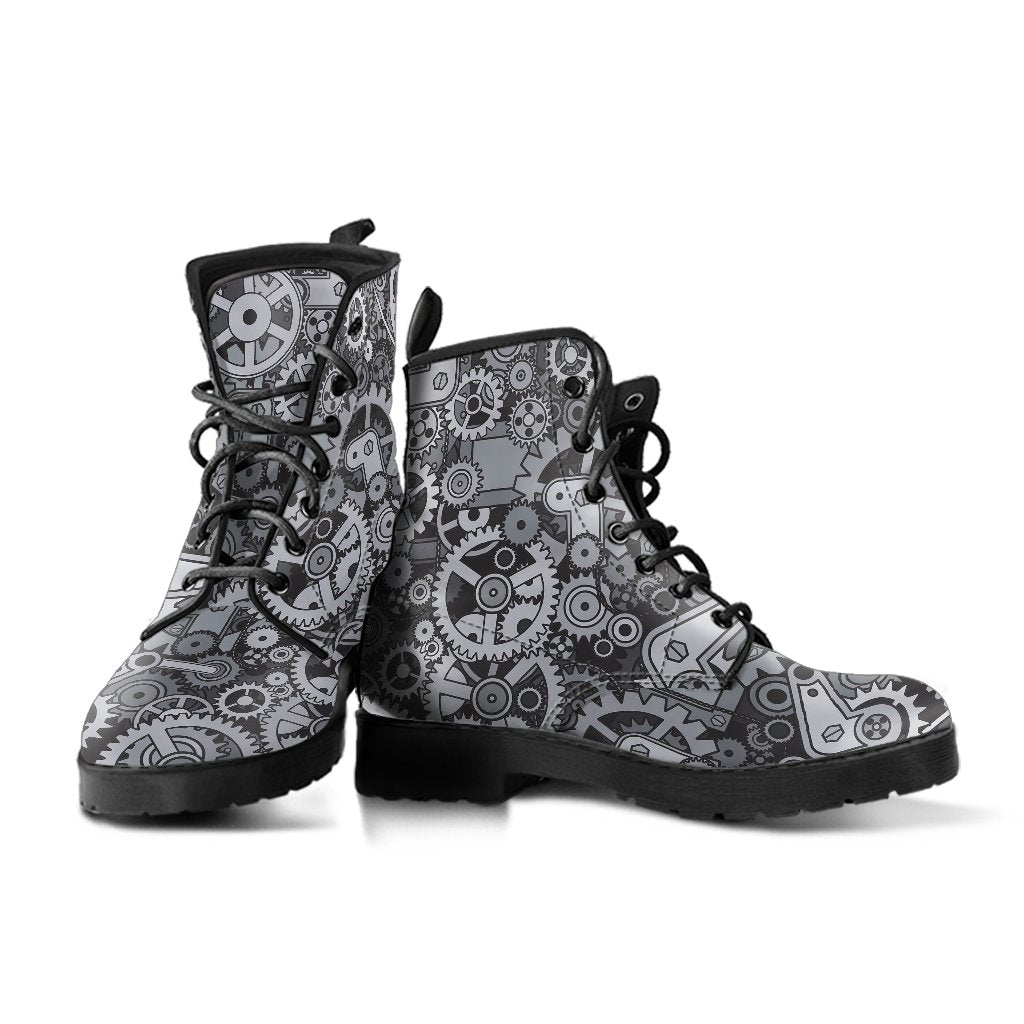 Mechanic Print Pattern Men Women Leather Boots-grizzshop