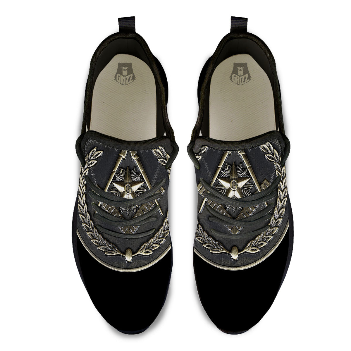 Medal Freemasonry Print Black Athletic Shoes-grizzshop
