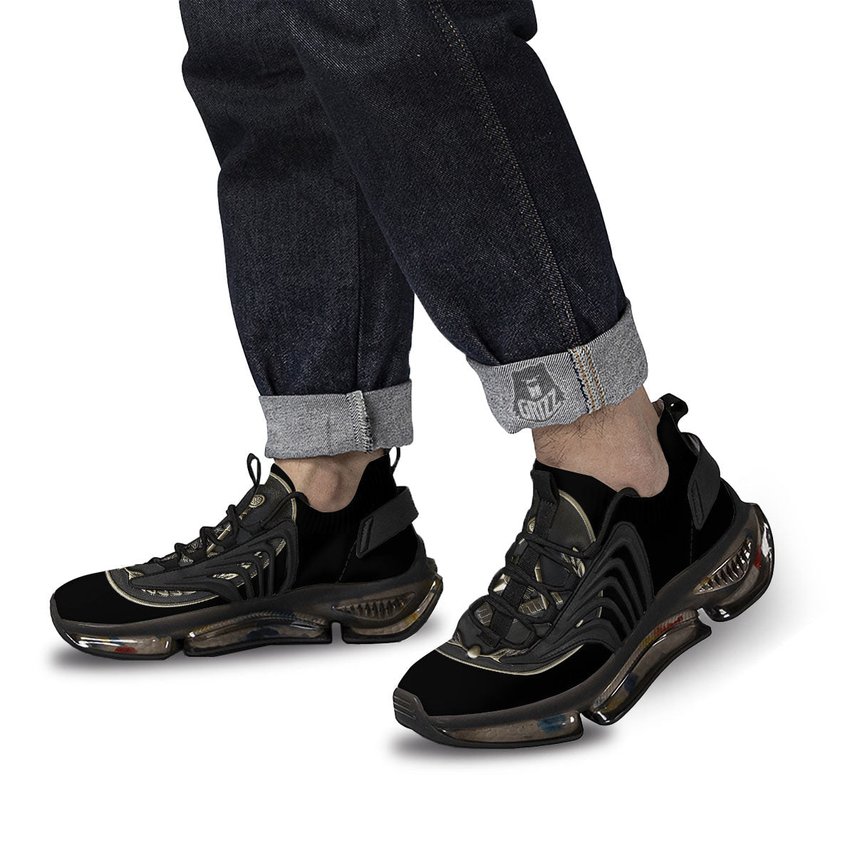 Medal Freemasonry Print Black Gym Shoes-grizzshop