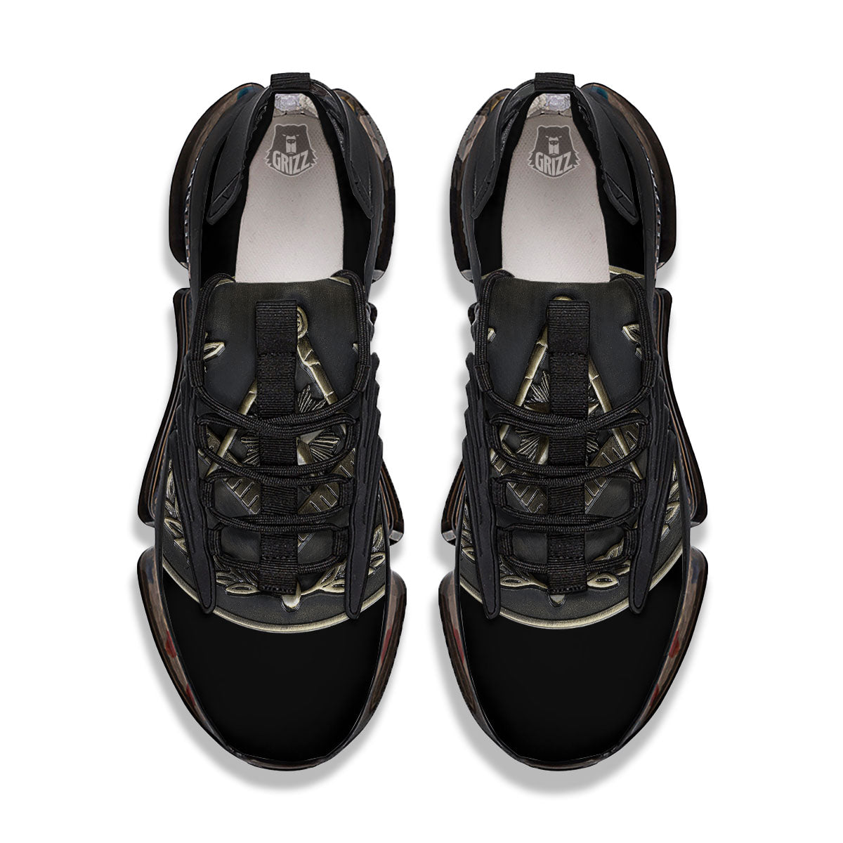 Medal Freemasonry Print Black Gym Shoes-grizzshop