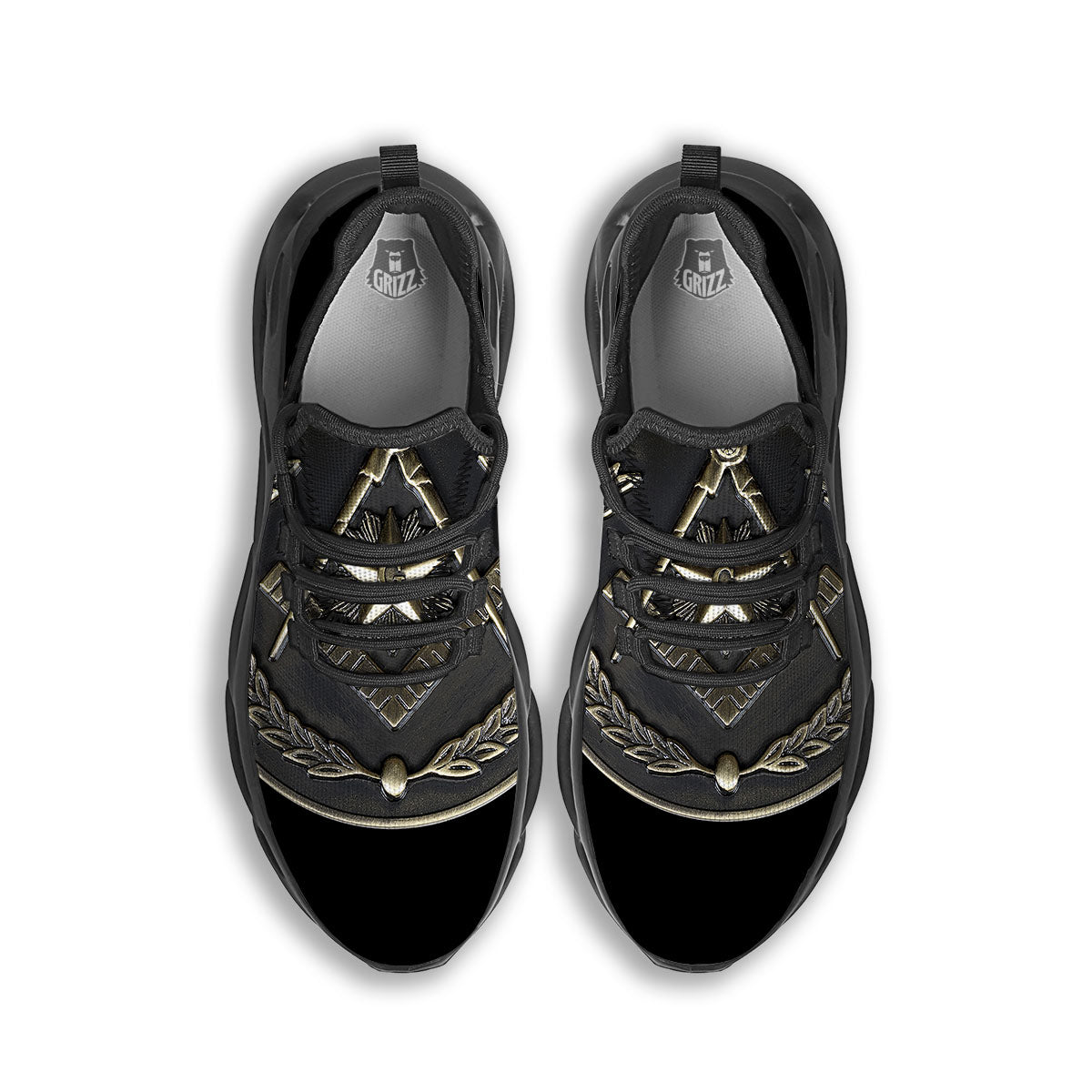 Medal Freemasonry Print Black Running Shoes-grizzshop