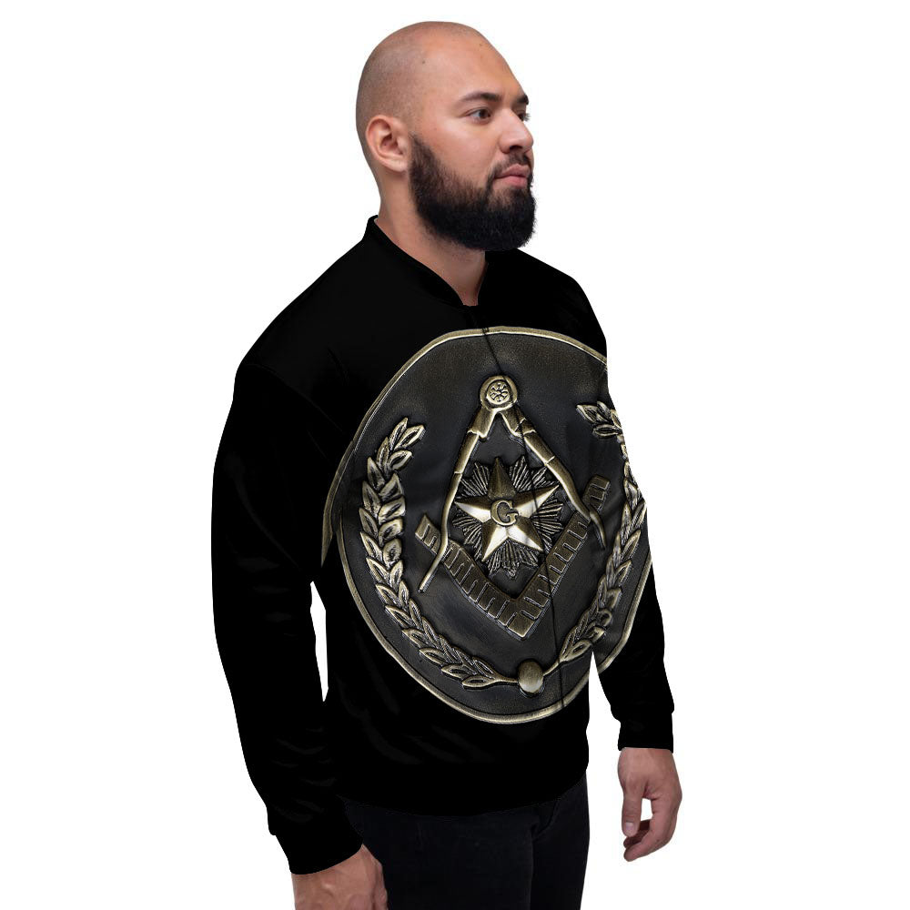 Medal Freemasonry Print Men's Bomber Jacket-grizzshop