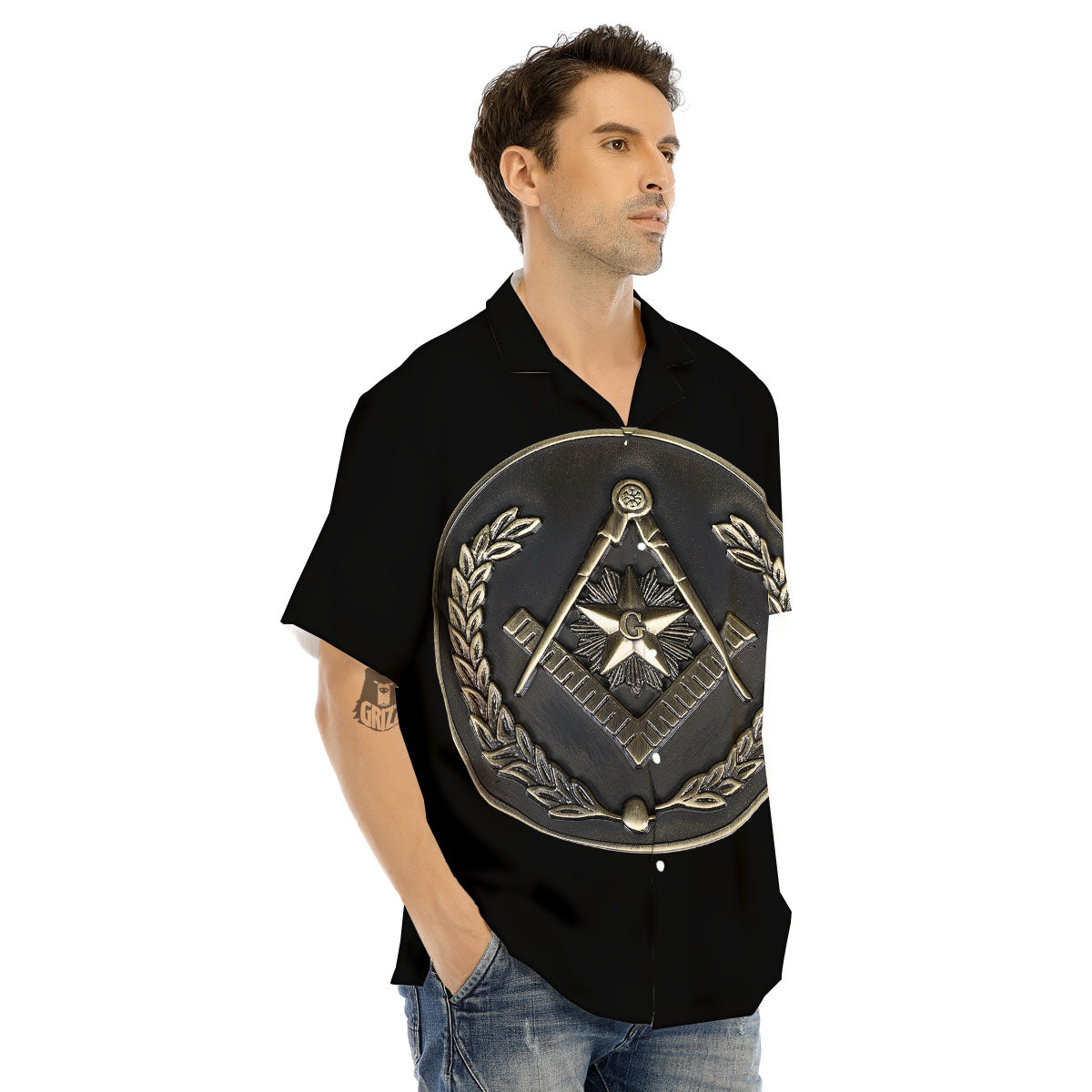 Medal Freemasonry Print Men's Hawaiian Shirt-grizzshop