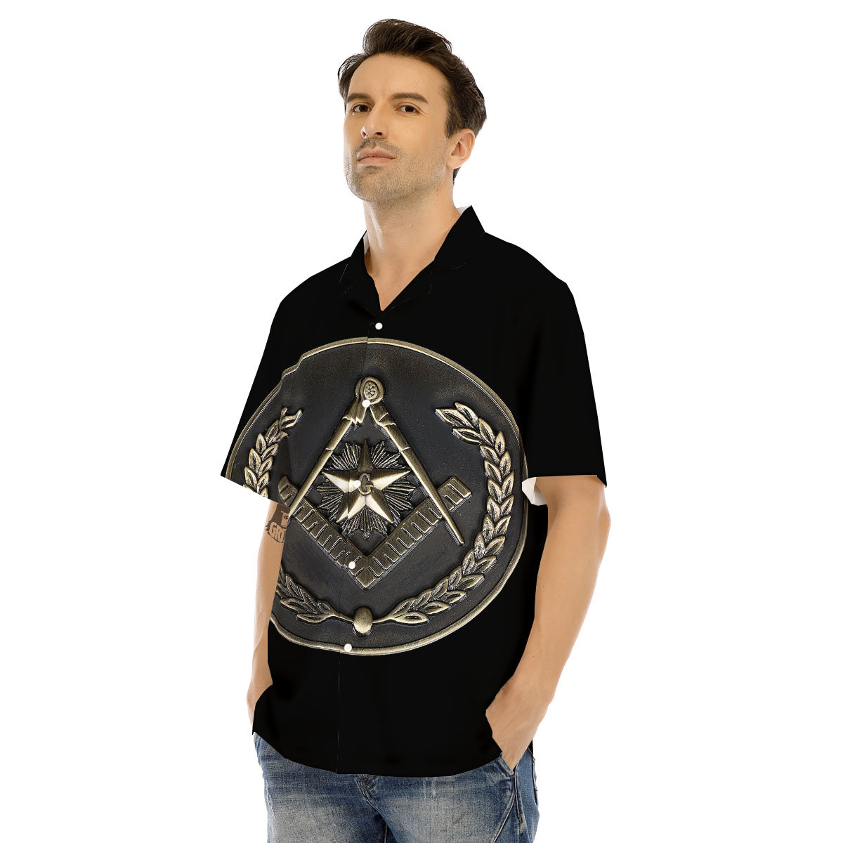 Medal Freemasonry Print Men's Hawaiian Shirt-grizzshop