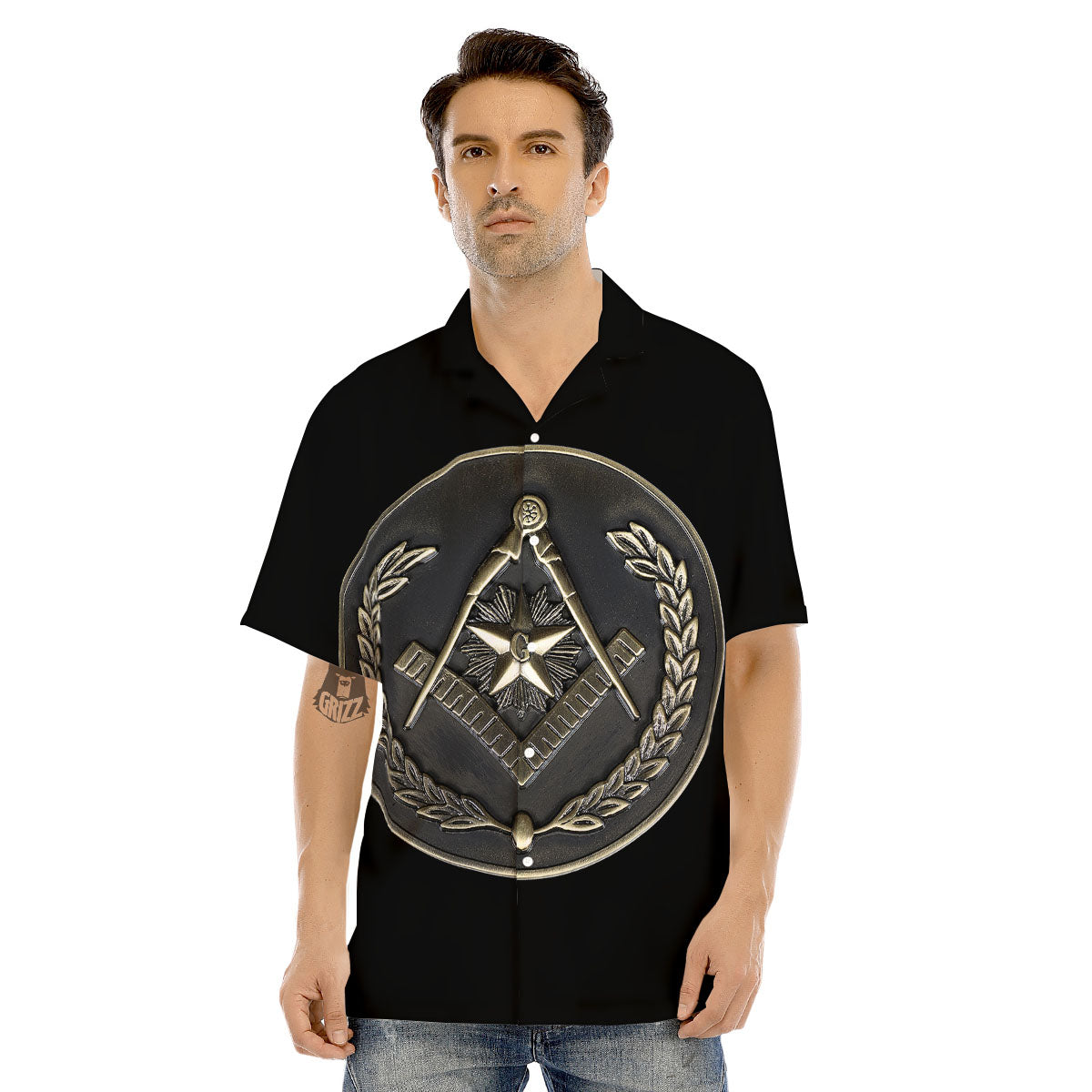 Medal Freemasonry Print Men's Hawaiian Shirt-grizzshop