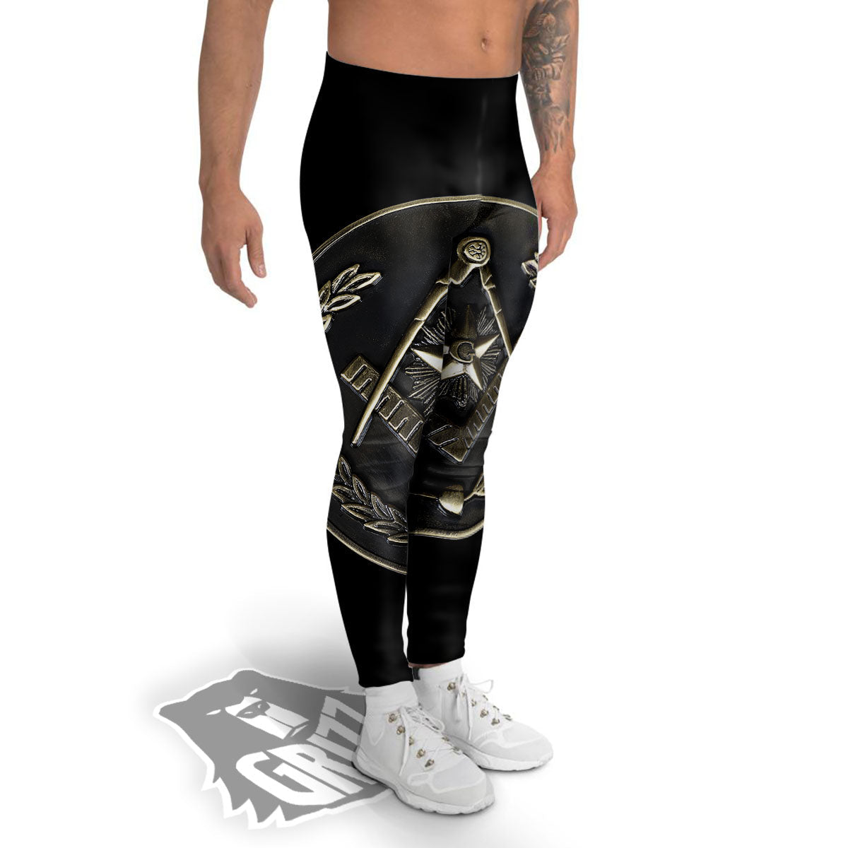 Medal Freemasonry Print Men's Leggings-grizzshop