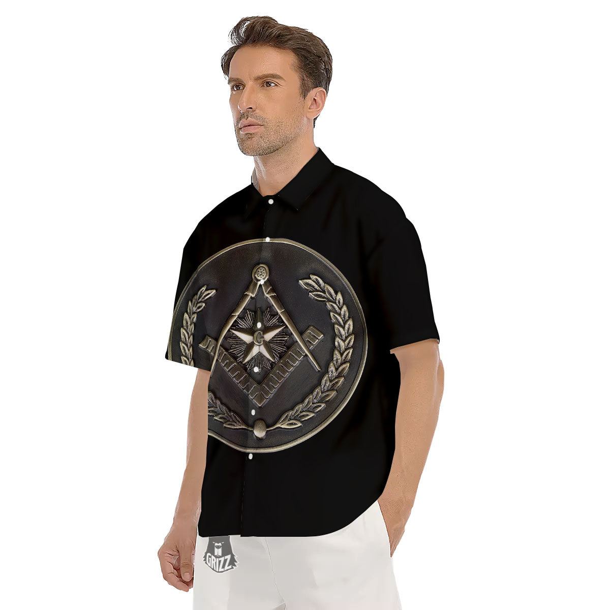 Medal Freemasonry Print Men's Short Sleeve Shirts-grizzshop