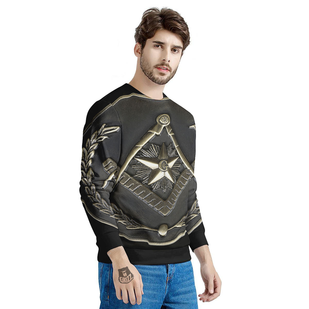 Medal Freemasonry Print Men's Sweatshirt-grizzshop