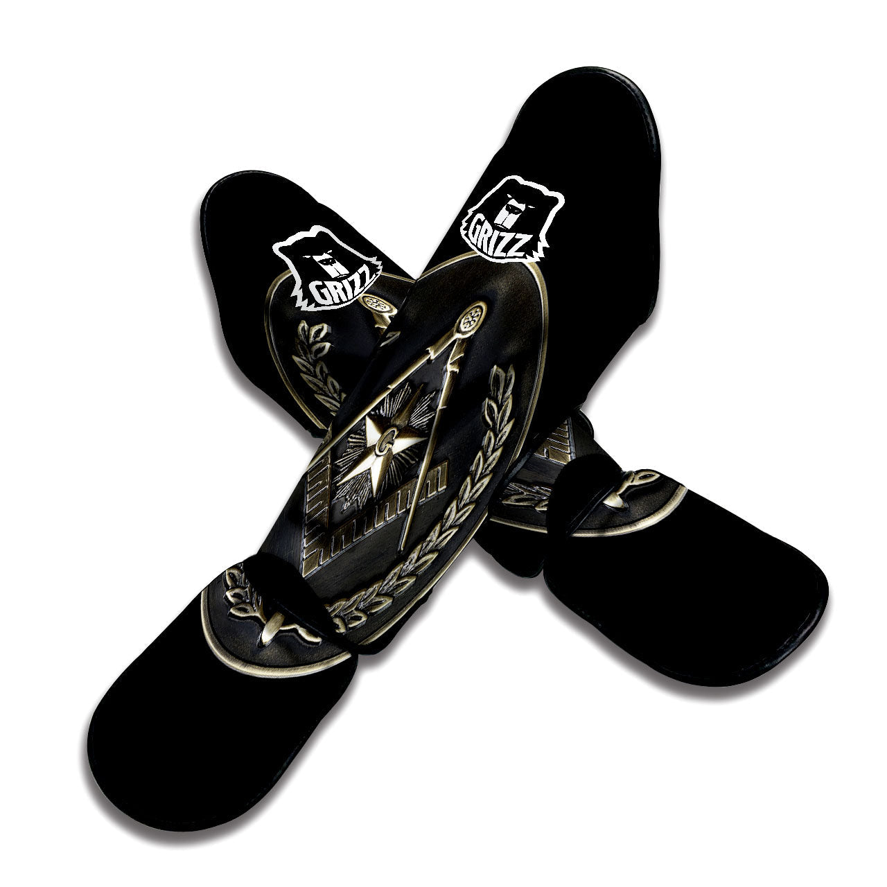 Medal Freemasonry Print Muay Thai Shin Guards-grizzshop