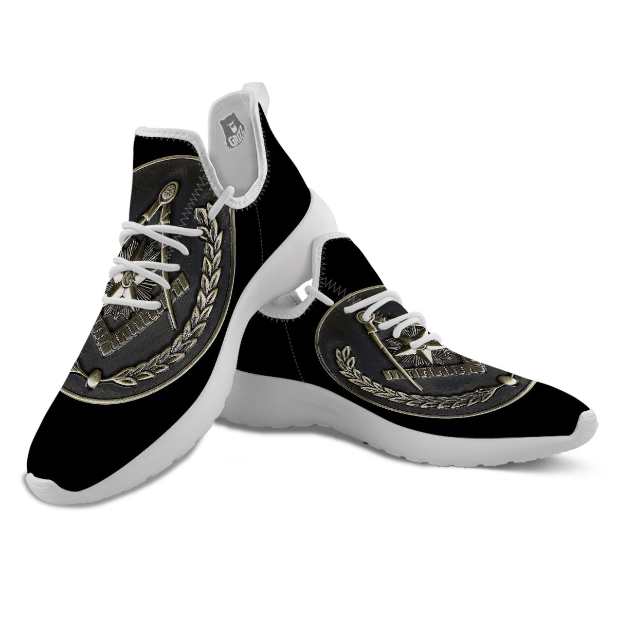 Medal Freemasonry Print White Athletic Shoes-grizzshop