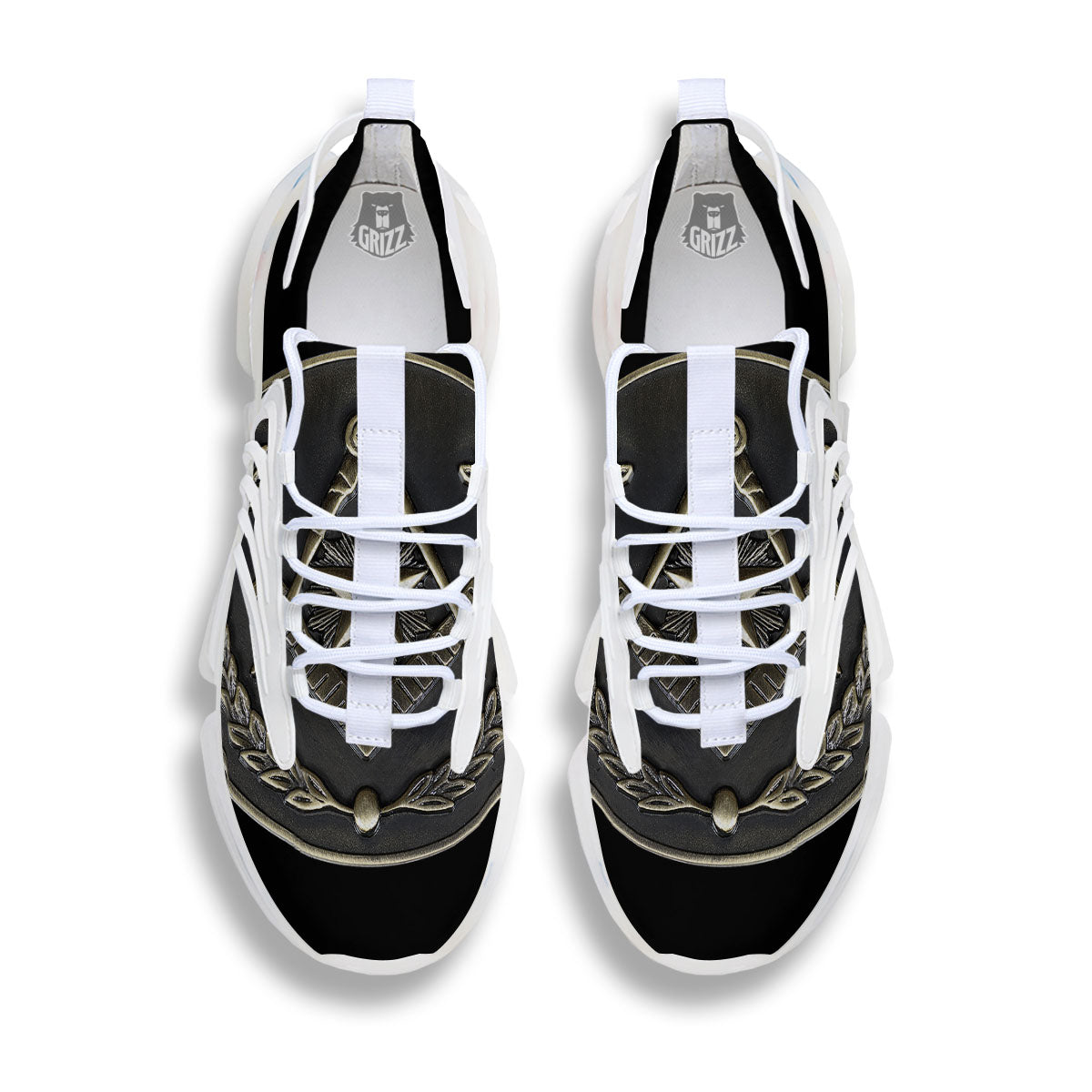 Medal Freemasonry Print White Gym Shoes-grizzshop