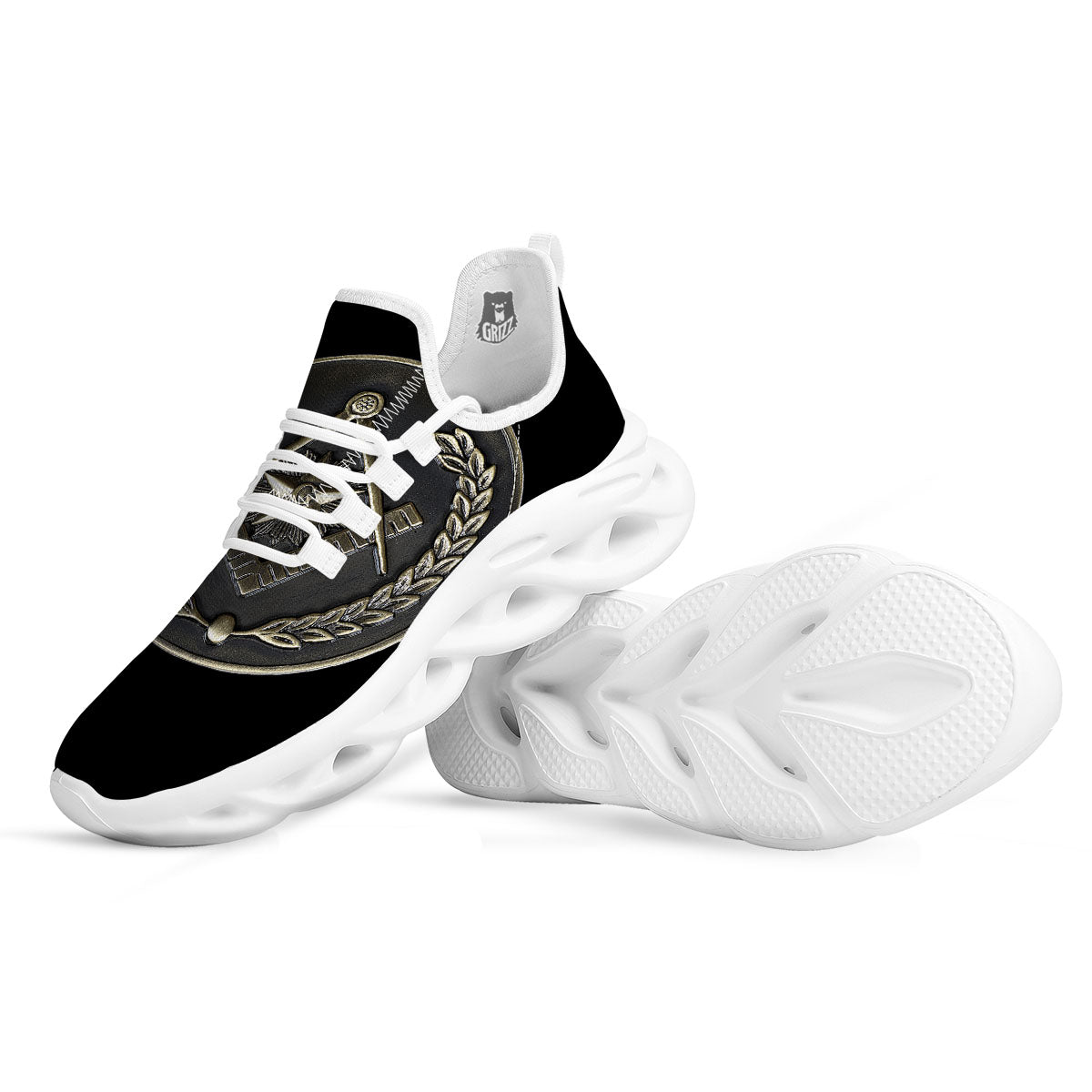 Medal Freemasonry Print White Running Shoes-grizzshop