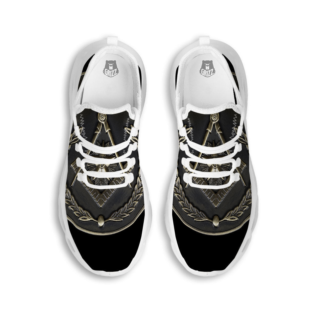 Medal Freemasonry Print White Running Shoes-grizzshop