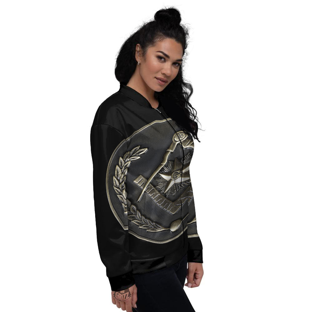 Medal Freemasonry Print Women's Bomber Jacket-grizzshop