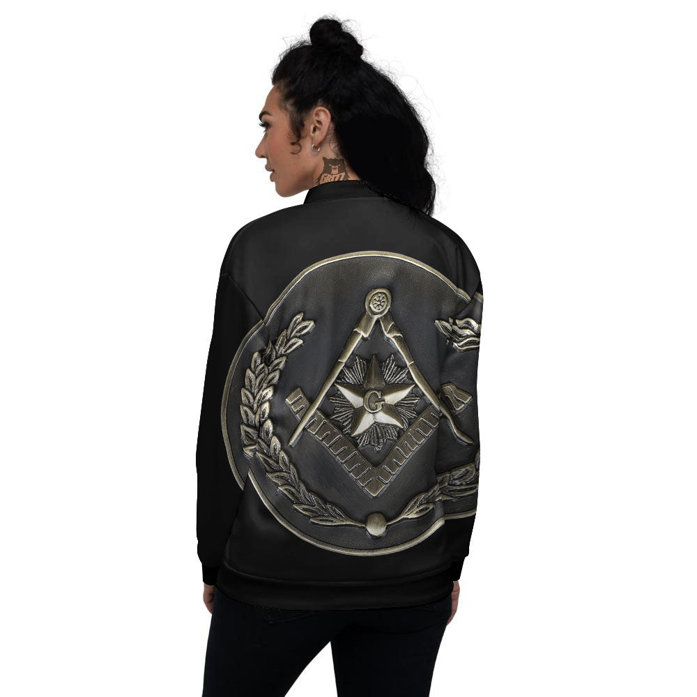 Medal Freemasonry Print Women's Bomber Jacket-grizzshop