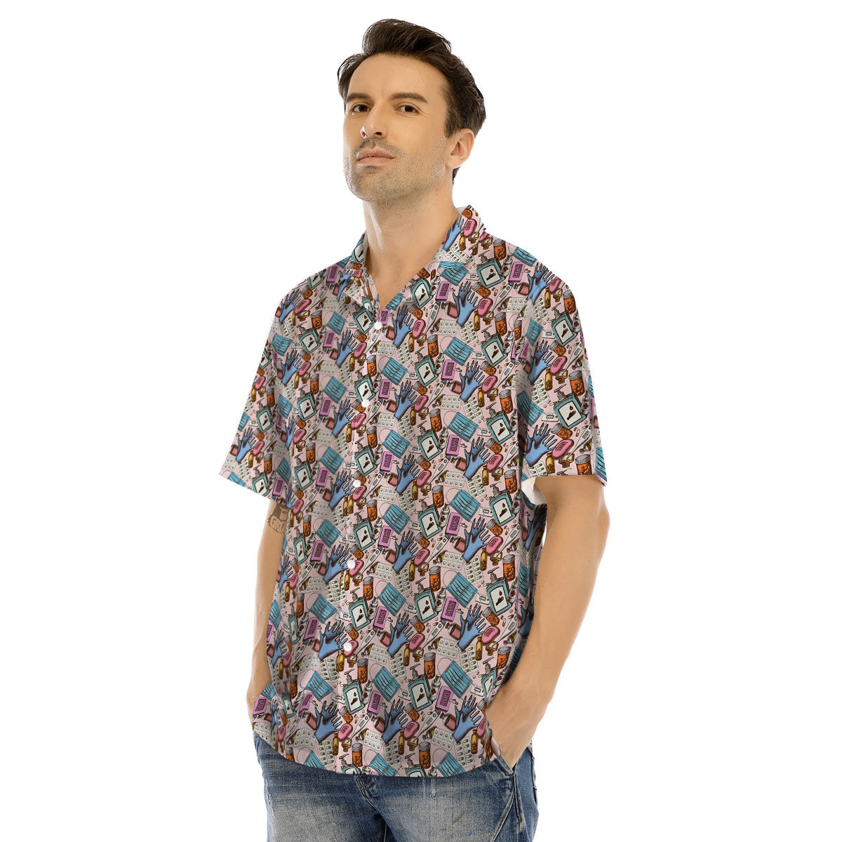 Medical Colorful Print Pattern Men's Hawaiian Shirt-grizzshop
