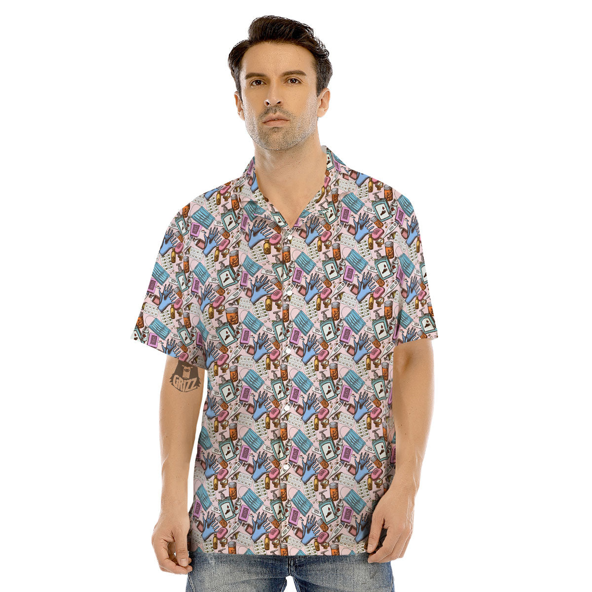 Medical Colorful Print Pattern Men's Hawaiian Shirt-grizzshop