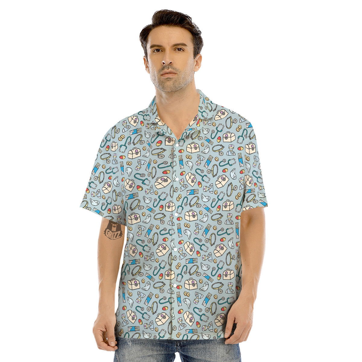 Medical Cute Print Pattern Men's Hawaiian Shirt-grizzshop