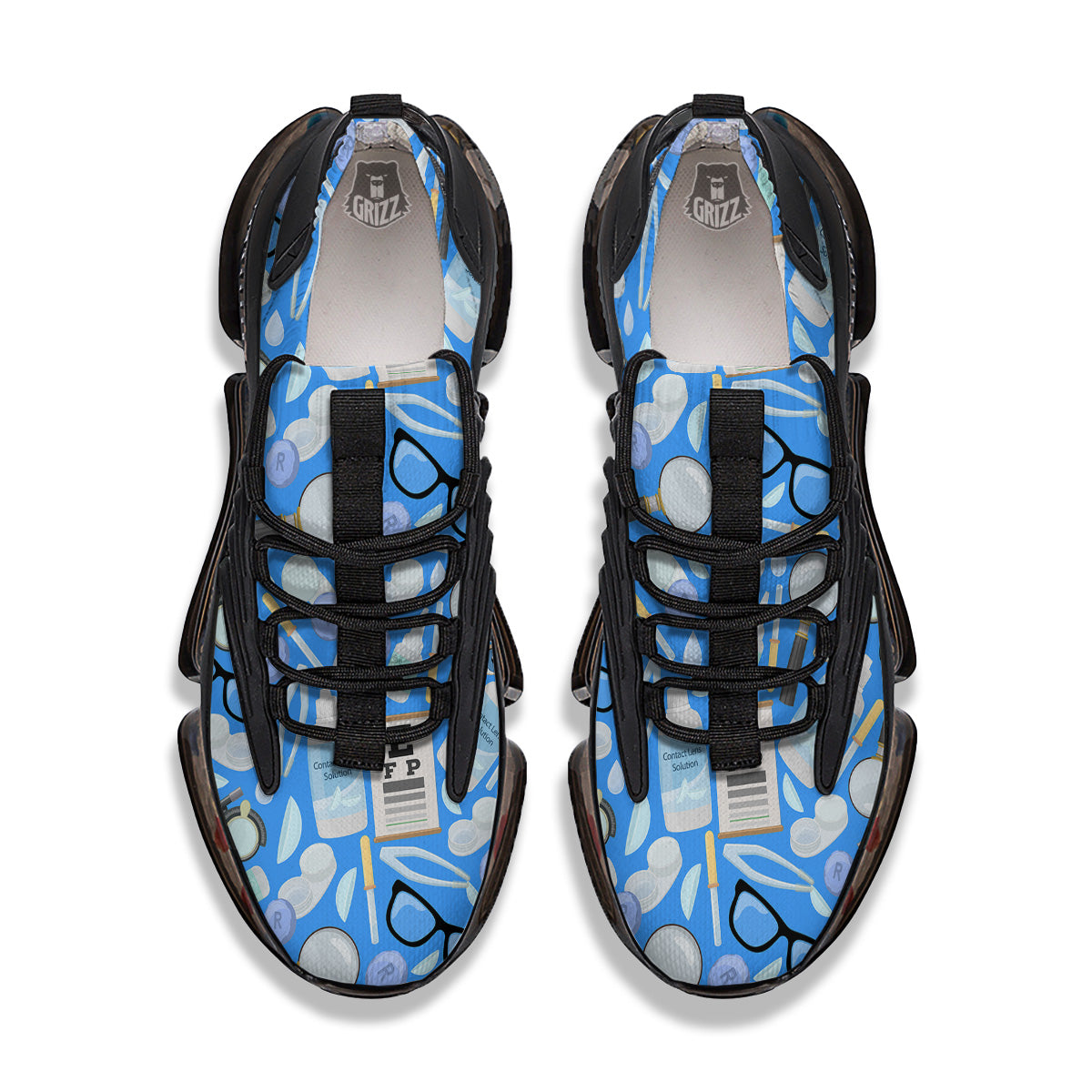 Medical Optometry Accessory Blue Print Pattern Black Gym Shoes-grizzshop