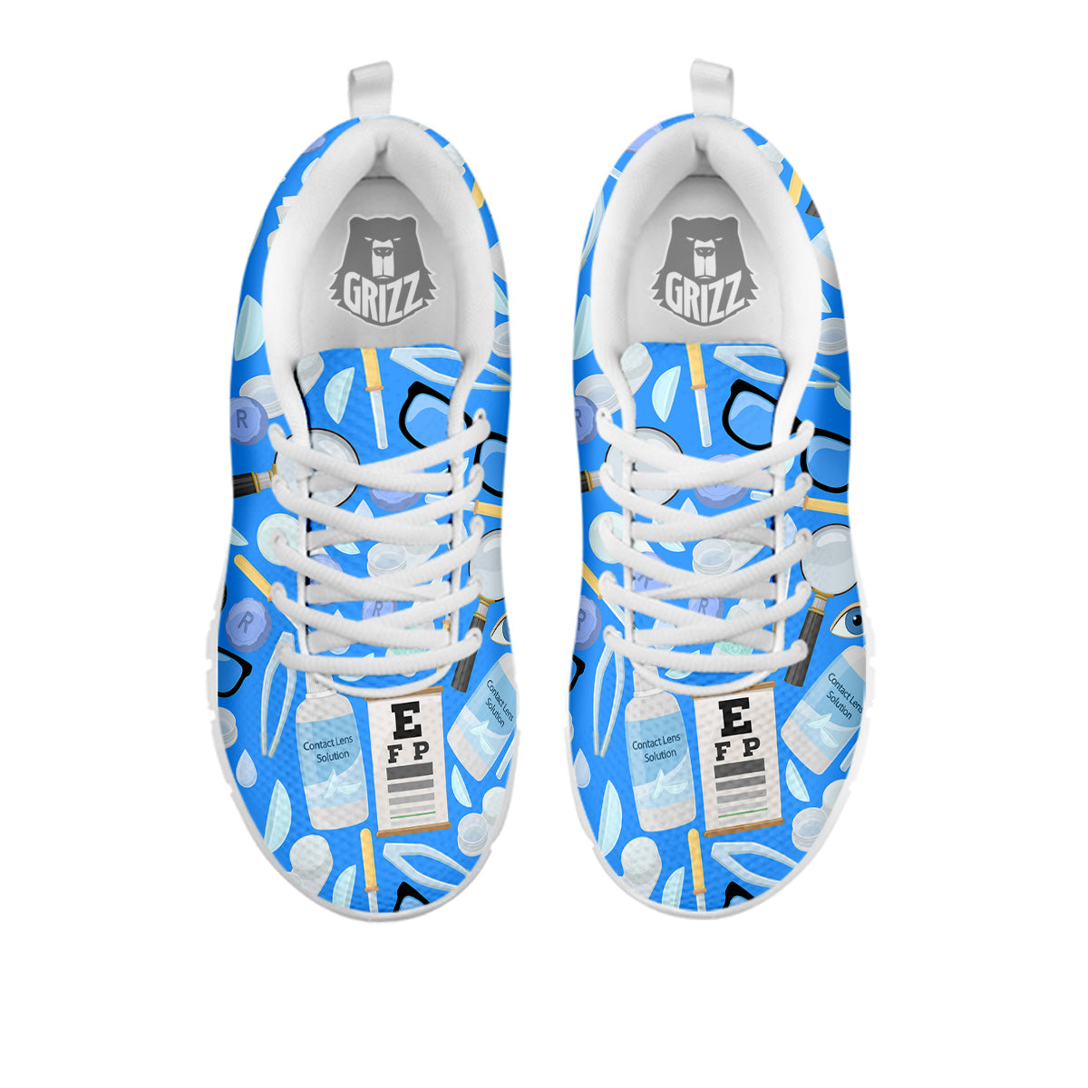 Medical Optometry Accessory Blue Print Pattern White Sneaker-grizzshop