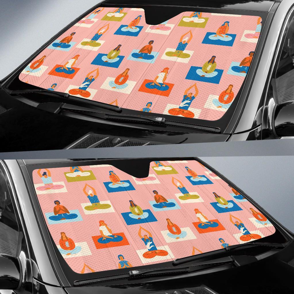 Meditation Yoga Pattern Print Car Sun Shade-grizzshop