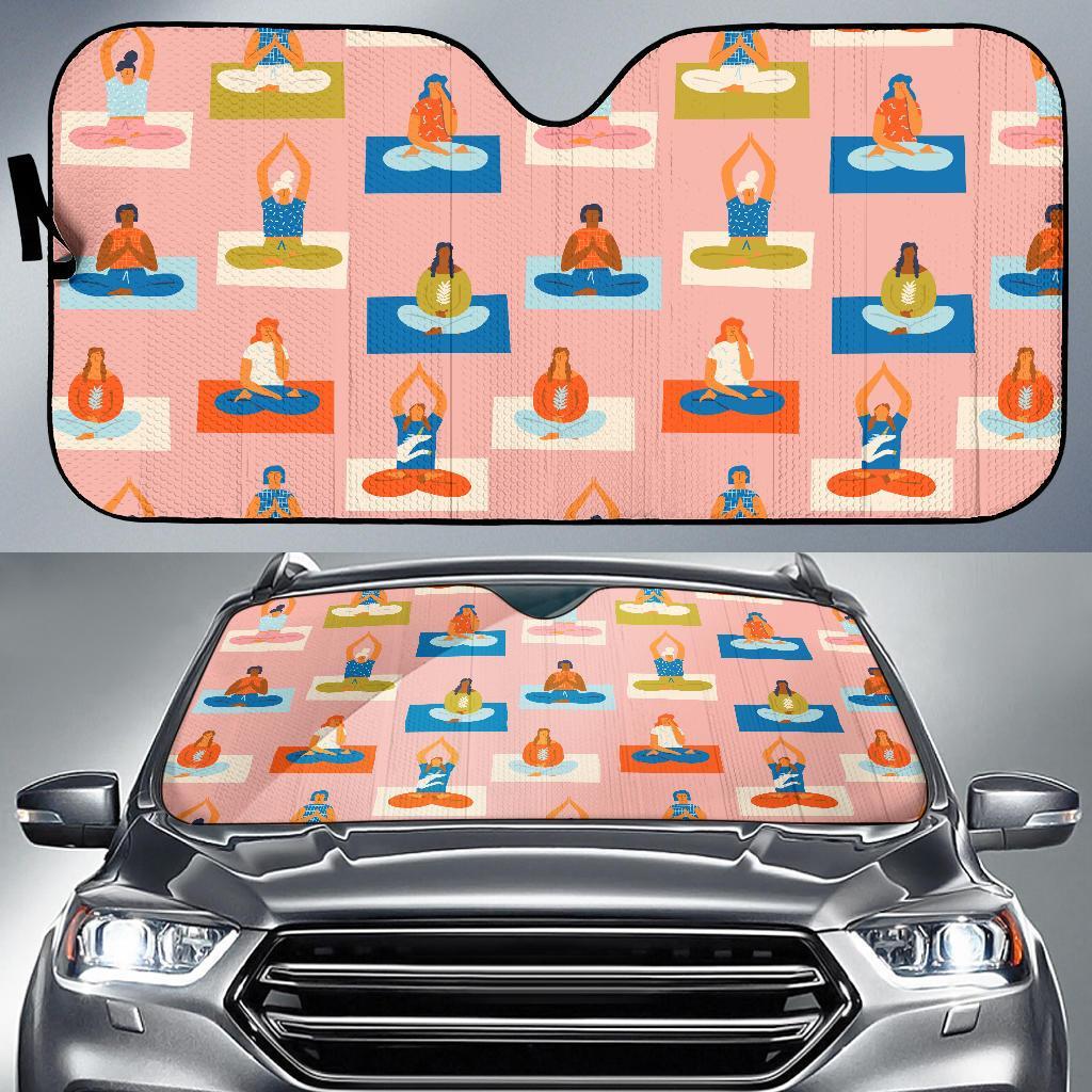 Meditation Yoga Pattern Print Car Sun Shade-grizzshop