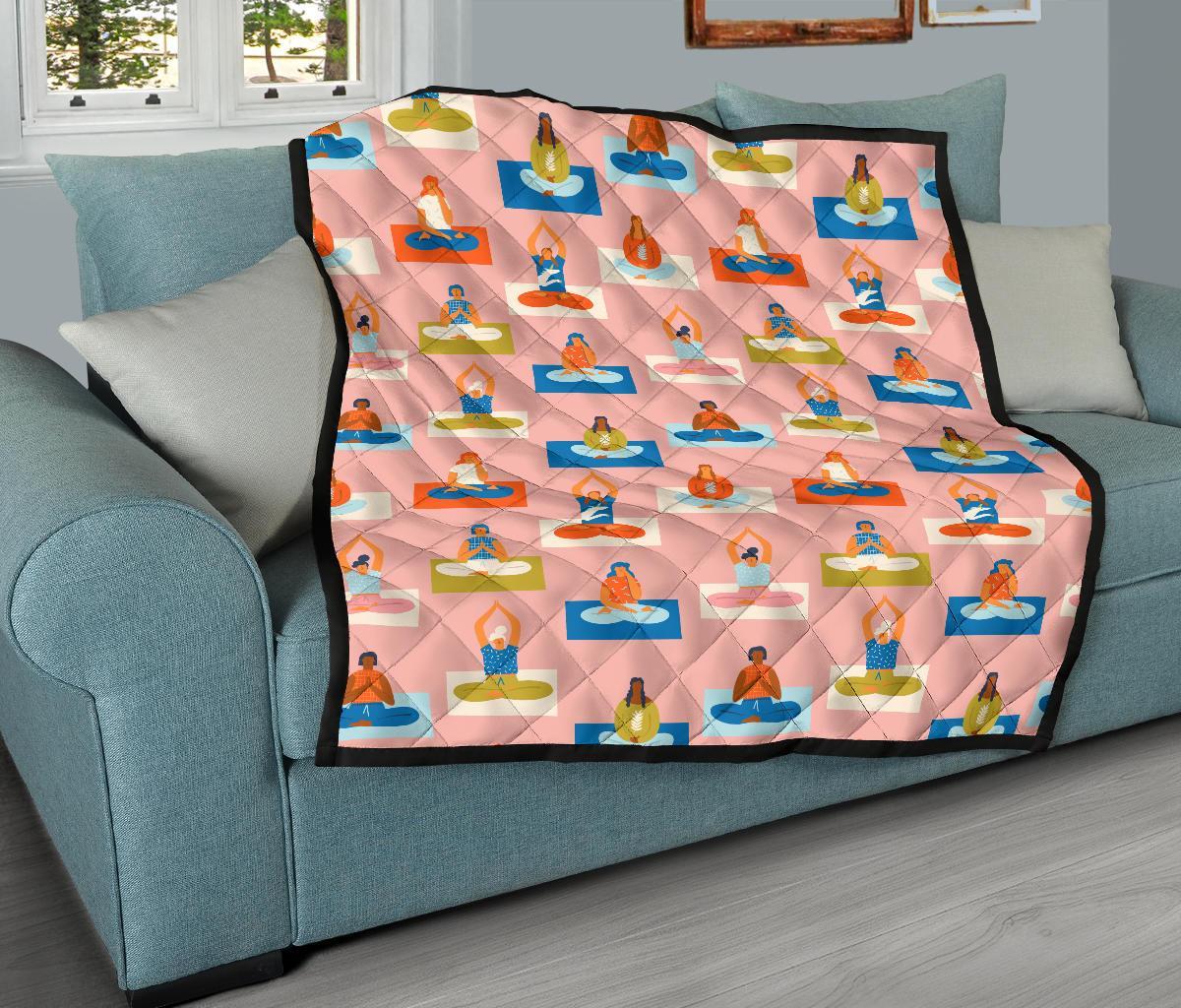 Meditation Yoga Pattern Print Quilt-grizzshop