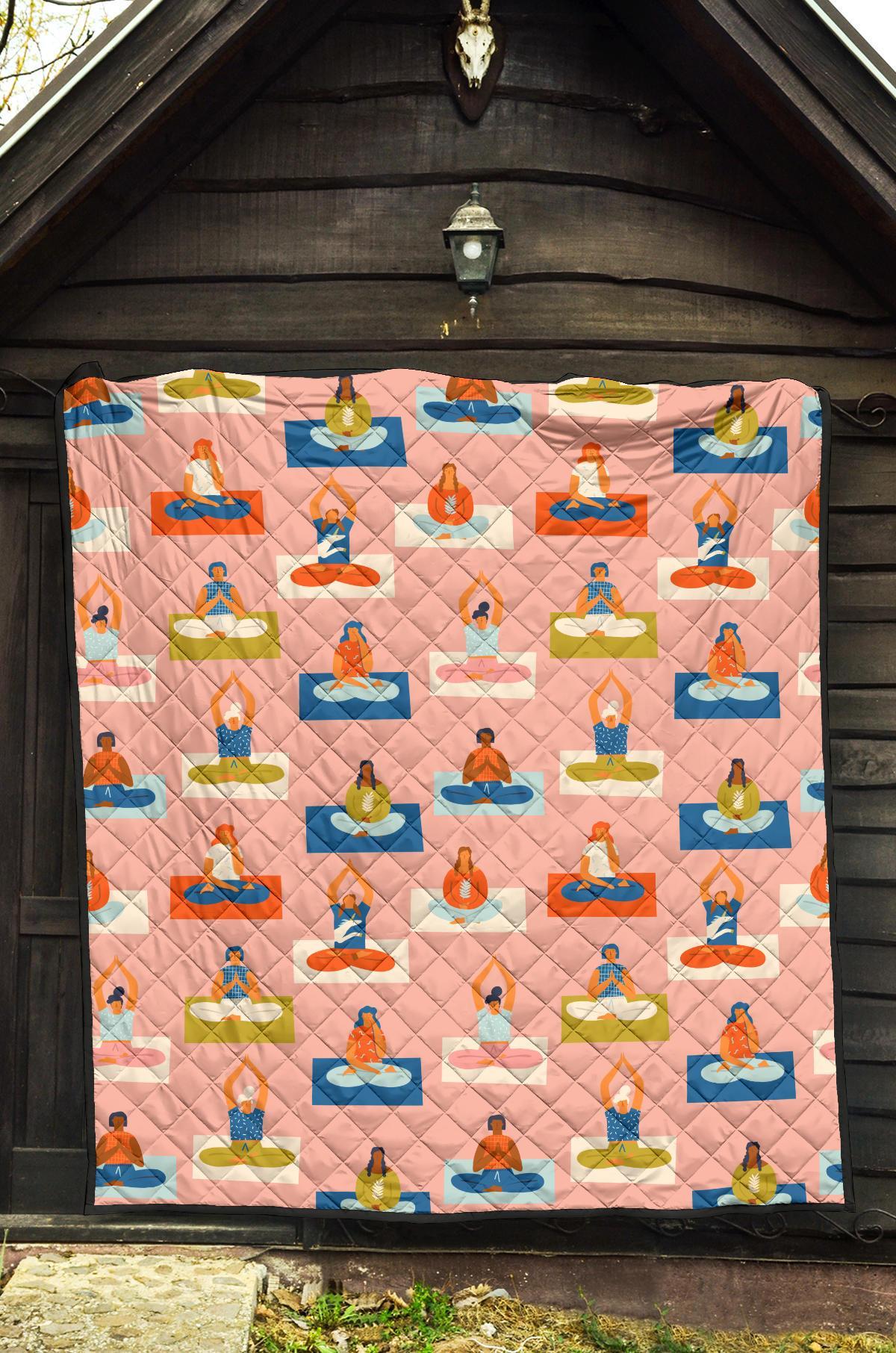 Meditation Yoga Pattern Print Quilt-grizzshop
