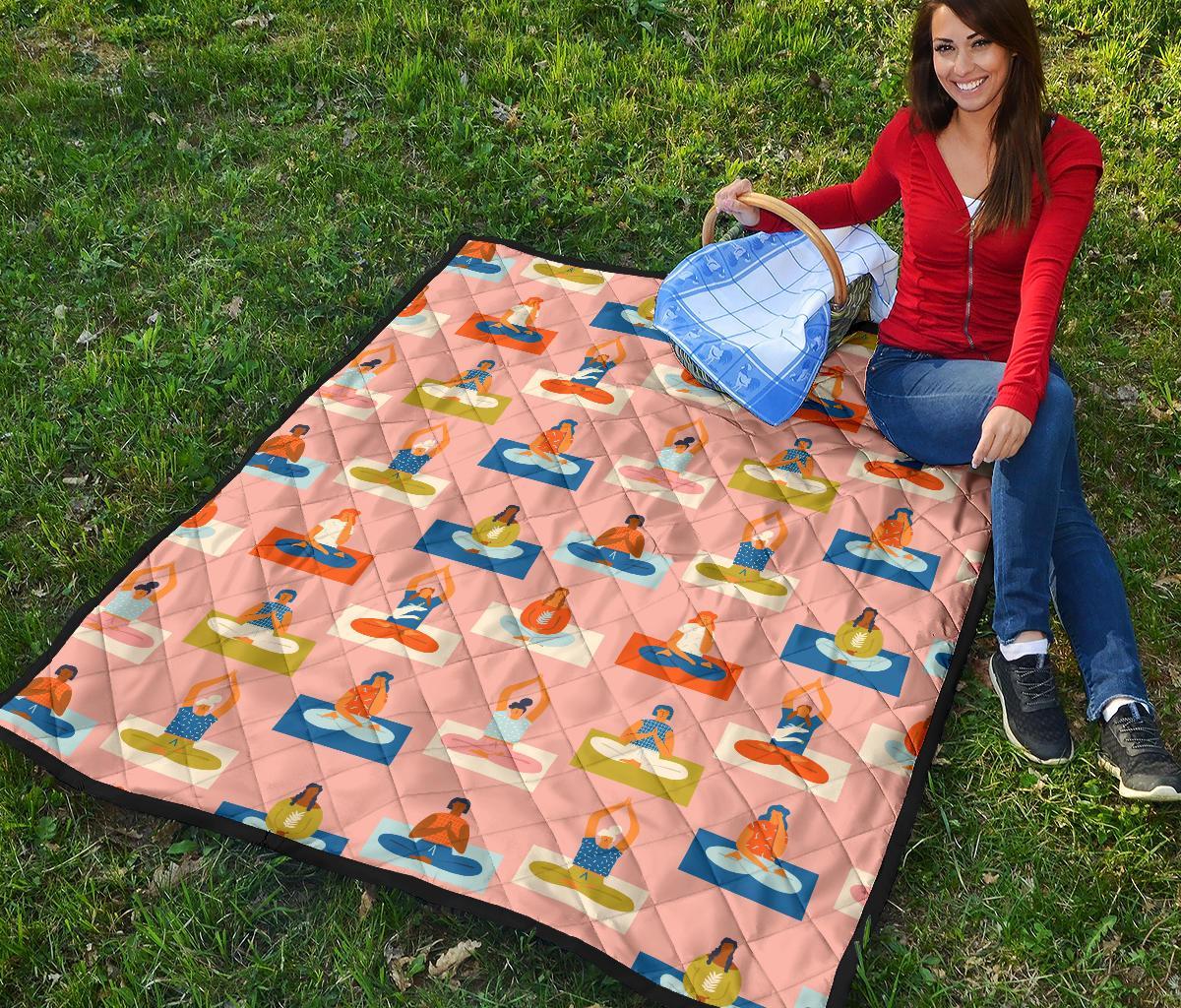 Meditation Yoga Pattern Print Quilt-grizzshop