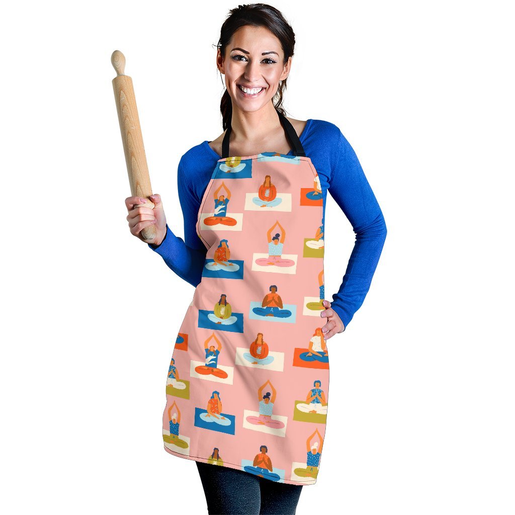 Meditation Yoga Pattern Print Women's Apron-grizzshop