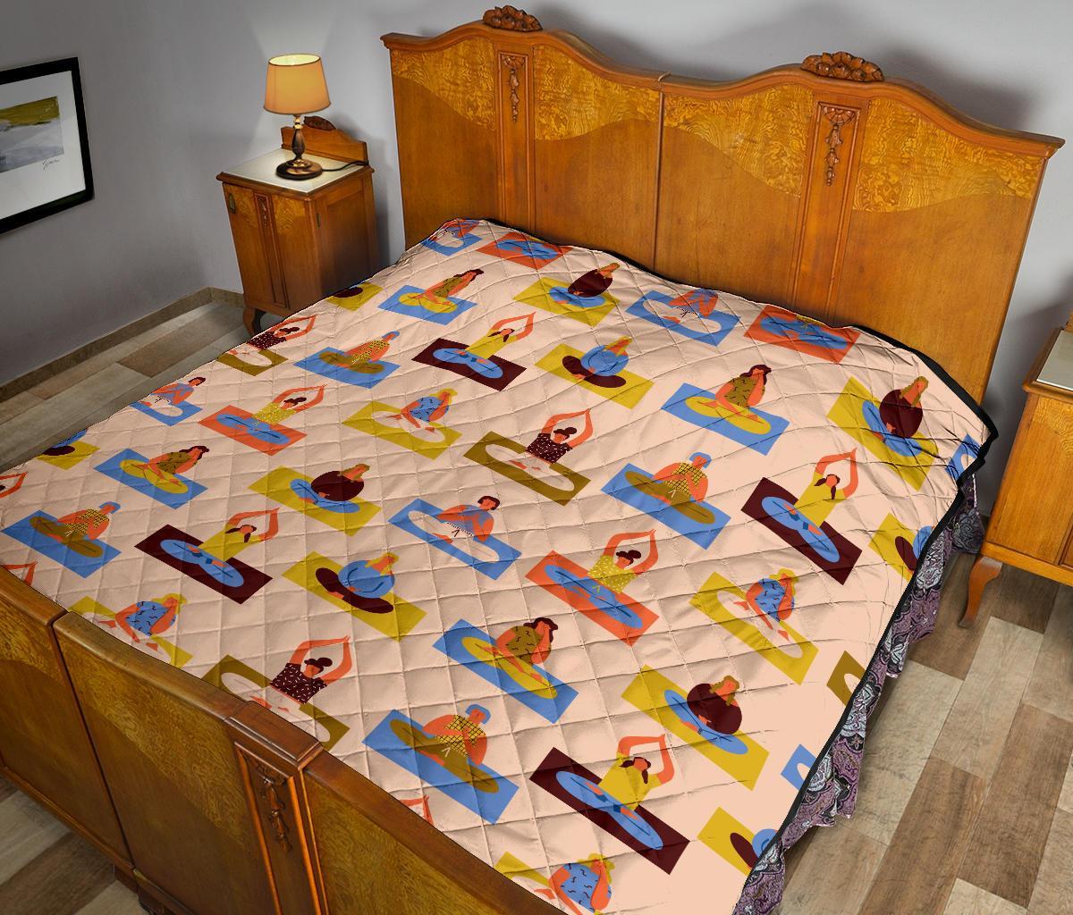 Meditation Yoga Print Pattern Quilt-grizzshop