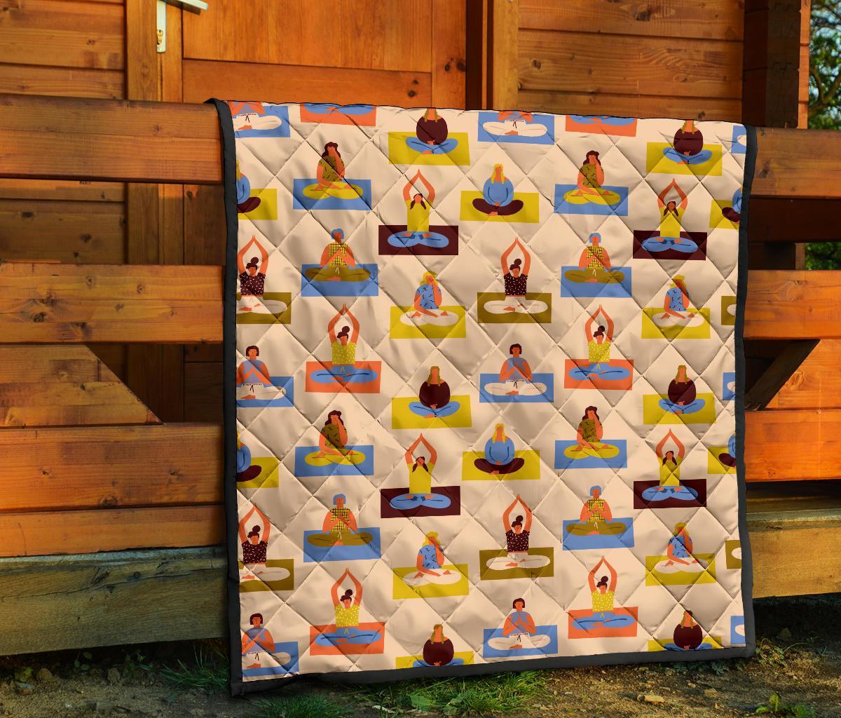 Meditation Yoga Print Pattern Quilt-grizzshop