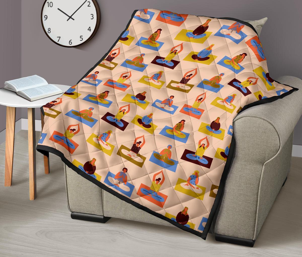 Meditation Yoga Print Pattern Quilt-grizzshop