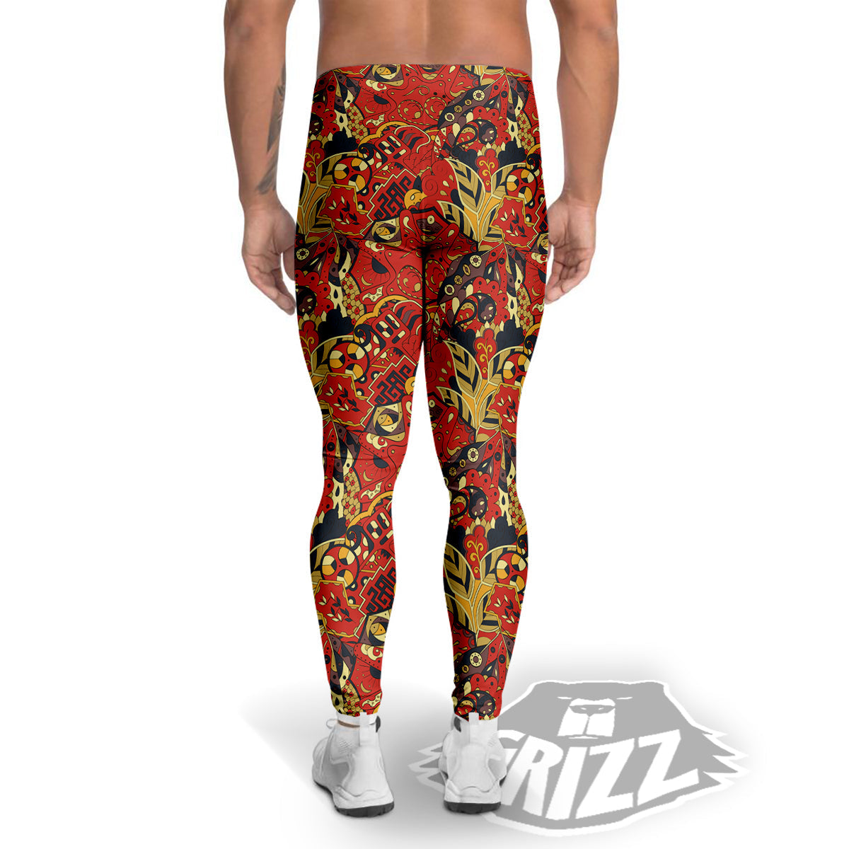 Mehndi Ethnic Doodle Print Pattern Men's Leggings-grizzshop