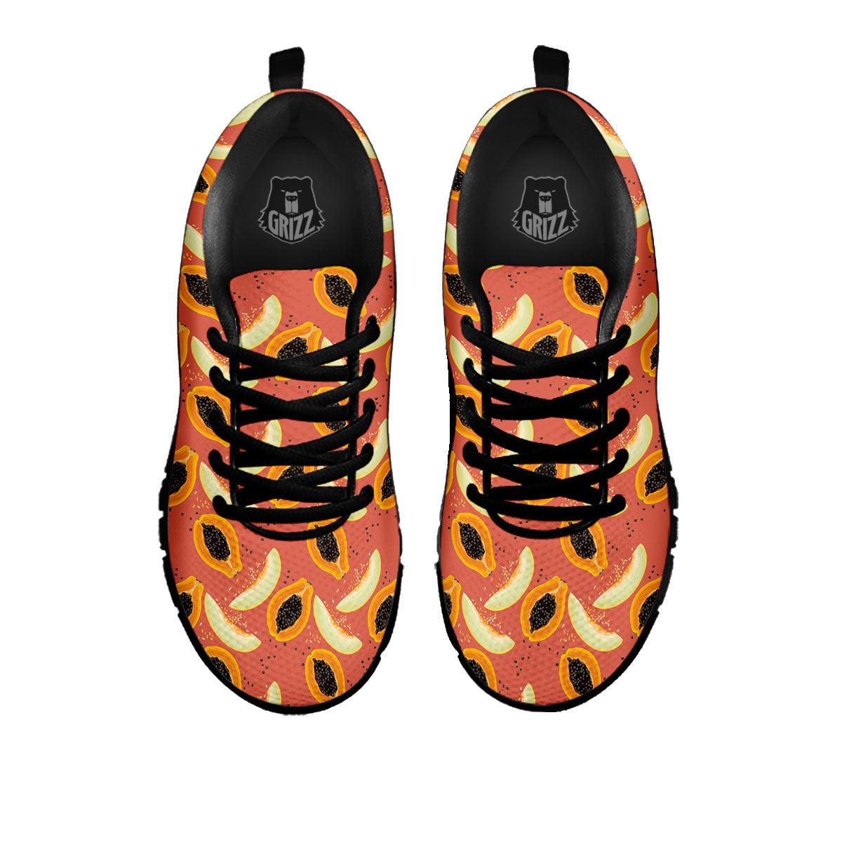 Melon And Papaya Print Pattern Black Sneaker-grizzshop