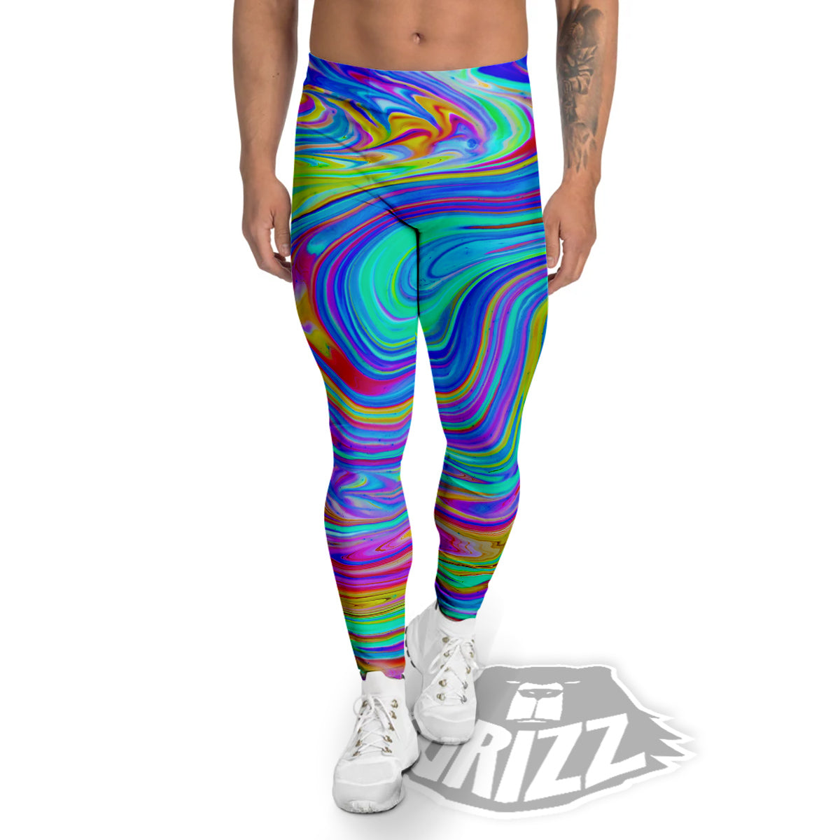 Melt Acid Colorful Print Men's Leggings-grizzshop