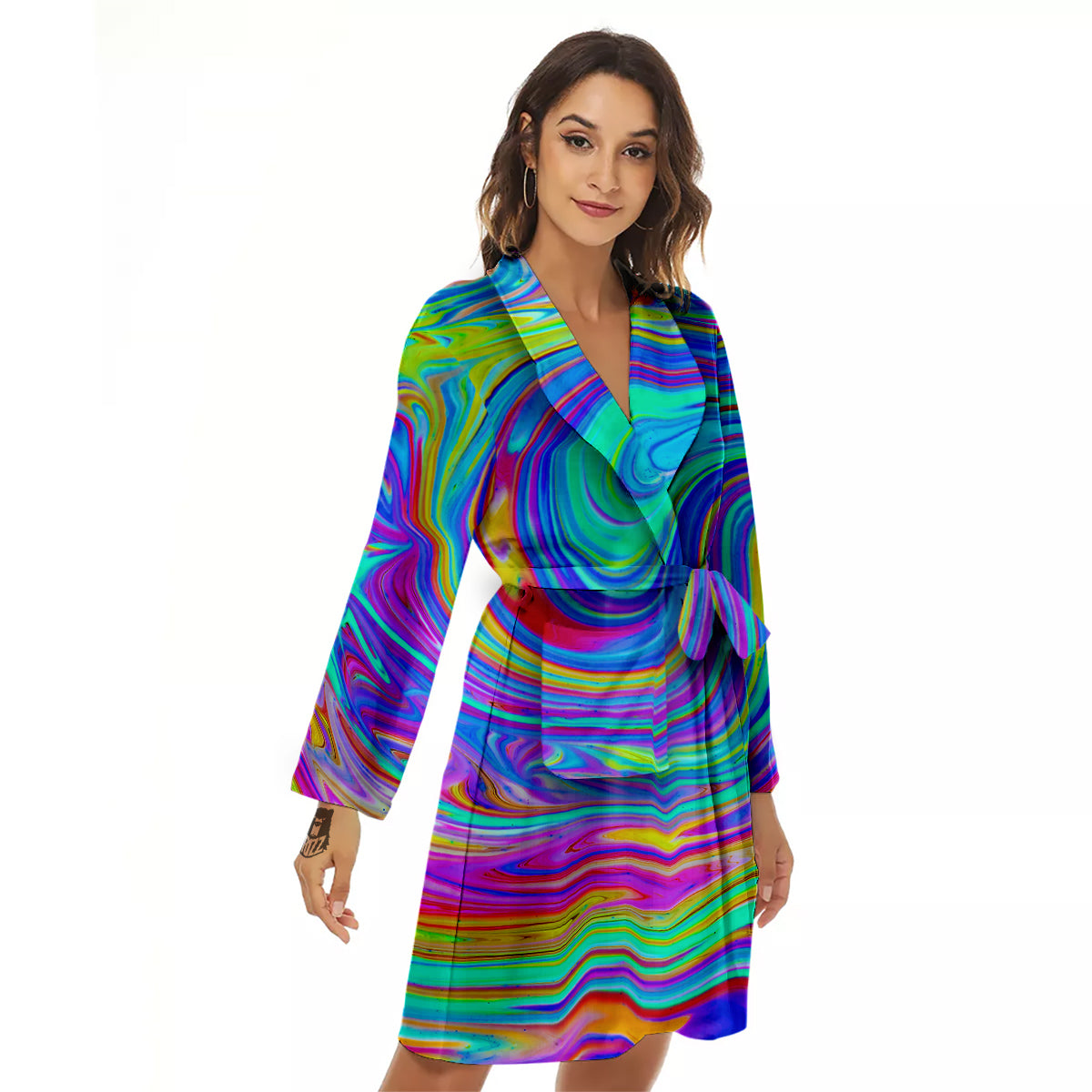 Melt Acid Colorful Print Women's Robe-grizzshop