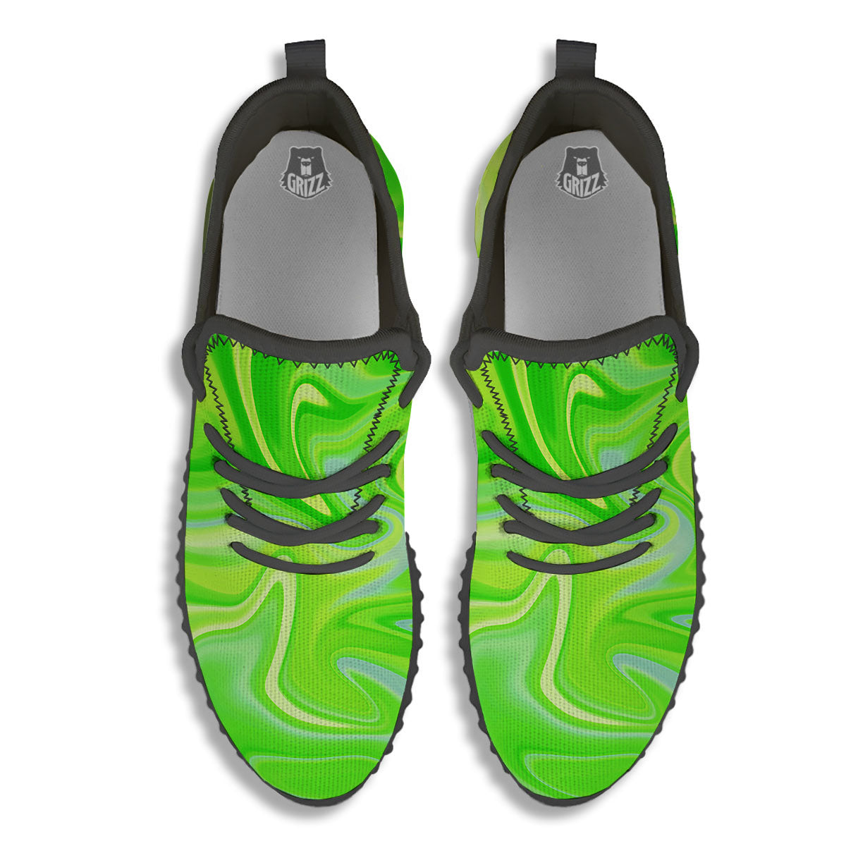 Melt Acid Green Print Black Walking Shoes-grizzshop