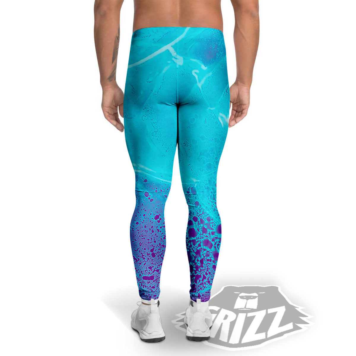 Melt Acid Turquoise Print Men's Leggings-grizzshop